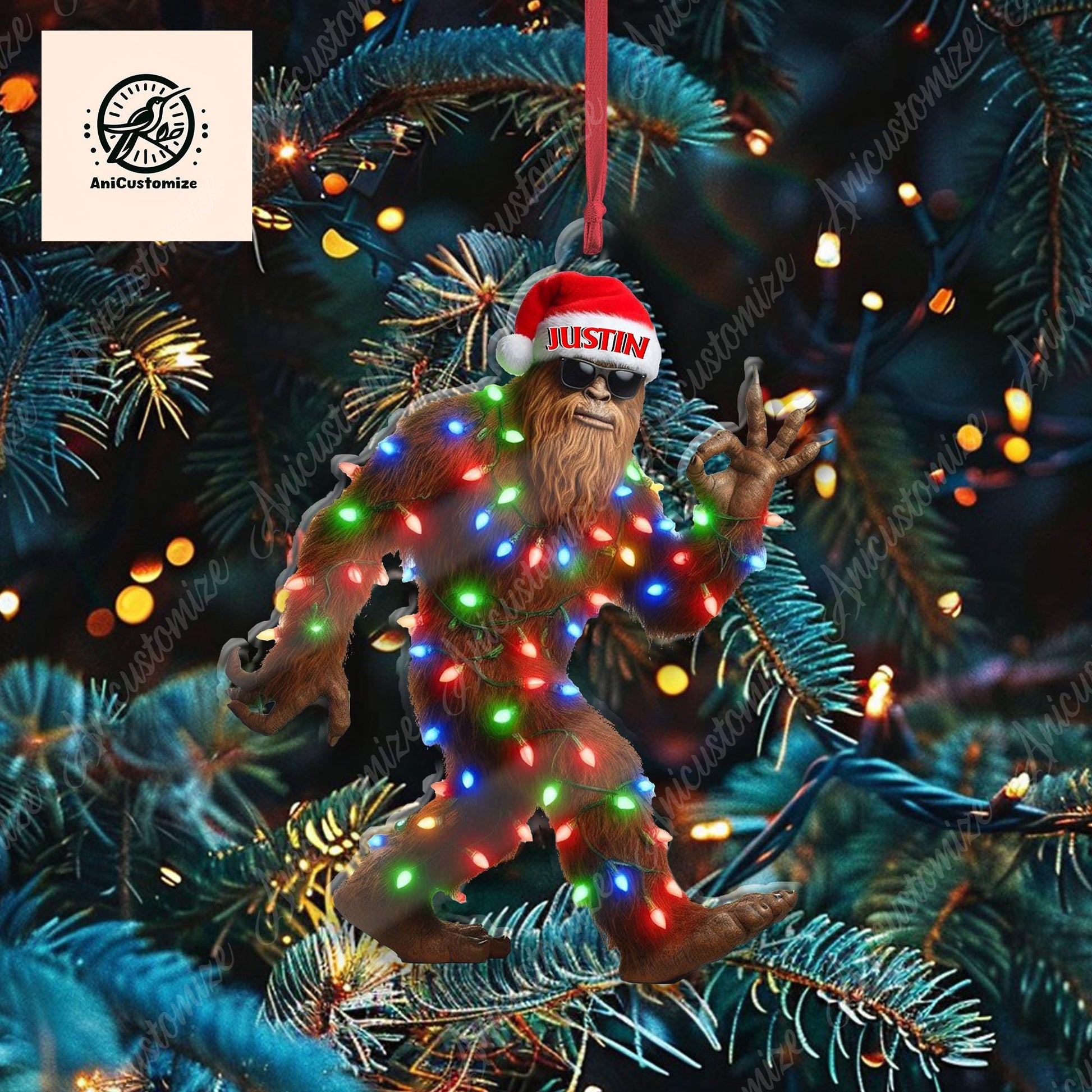 Funny Sasquatch Christmas 2D FLAT Ornament Decor, Funny ornament, Funny Gift, Bestfriend Gift, Xmas Ornament, Bigfoot Decor, Bigfoot Gift