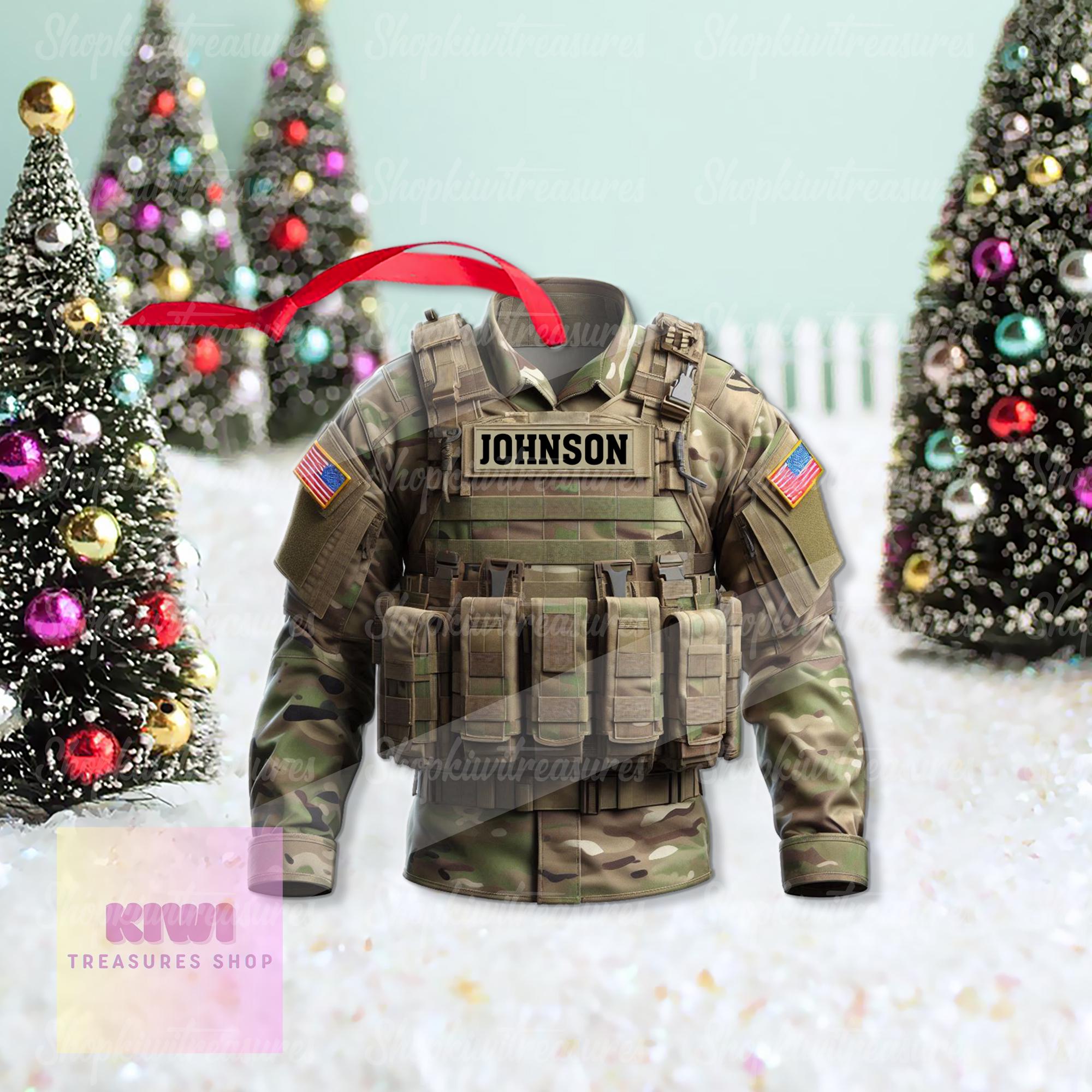 Personalized Army Military Uniform Ornament, 2D Flat Ornament for Army, Gift For Military Dad, Custom Army Uniform