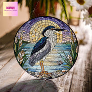 Black- Crowned Night- Heron GLASS Suncatcher Hanging, Heron Window hanging, Heron window hanging, Heron Lover gift
