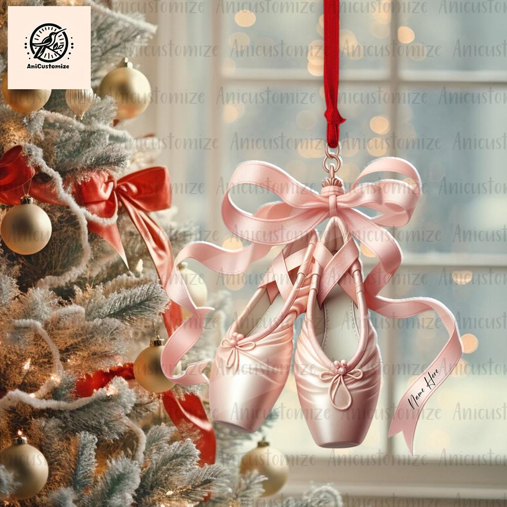 Ballet Shoes Personalized 2D FLAT Christmas Ornament, Ballet Shoes Xmas, Ballet Shoes Flat Ornament, Ballet Ornament, Ballet-dancer Gift