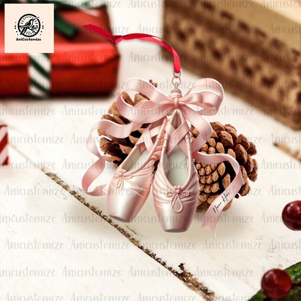 Ballet Shoes Personalized 2D FLAT Christmas Ornament, Ballet Shoes Xmas, Ballet Shoes Flat Ornament, Ballet Ornament, Ballet-dancer Gift