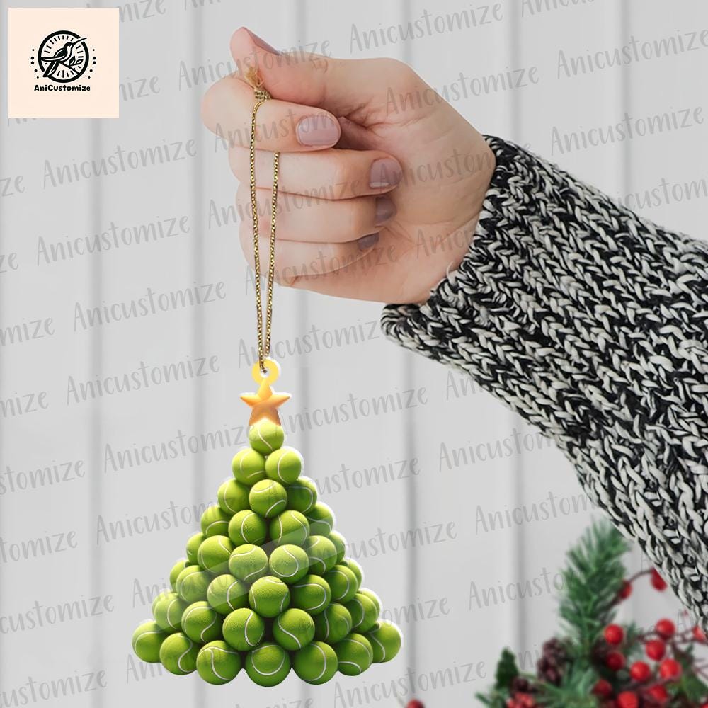 Tennis Christmas Tree 2D FLAT Ornament, Tennis Ornament, Sports Christmas Ornament, Gift For Tennis Players, Christmas Home Decor, Xmas Gift