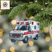 Personalized Ambulance Christmas 2D FLAT Ornament, Ambulance Ornament, Custom Xmas Gift, Driver Xmas Tree Ornaments, Paramedic Ornament