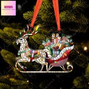 Santa sleigh presents Ornament, reindeer ornament, Christmas decor, Merry Christmas, sleigh ornament, Christmas hanging