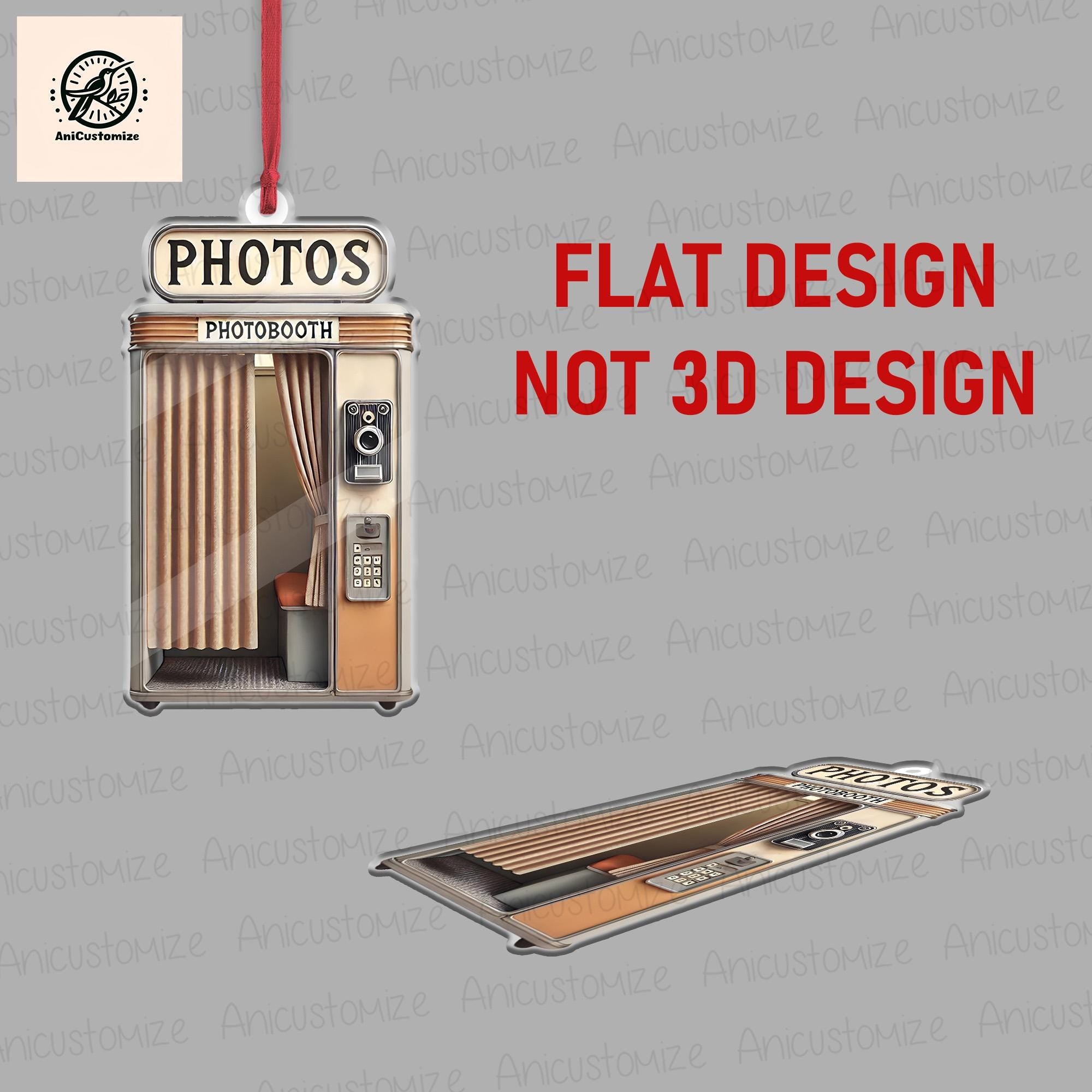 2D FLAT Photobooth Christmas Ornament, Photobooth Ornament, Retro Christmas, Nostalgia Gift, Nostalgic Decor, Nostalgic Christmas Ornament