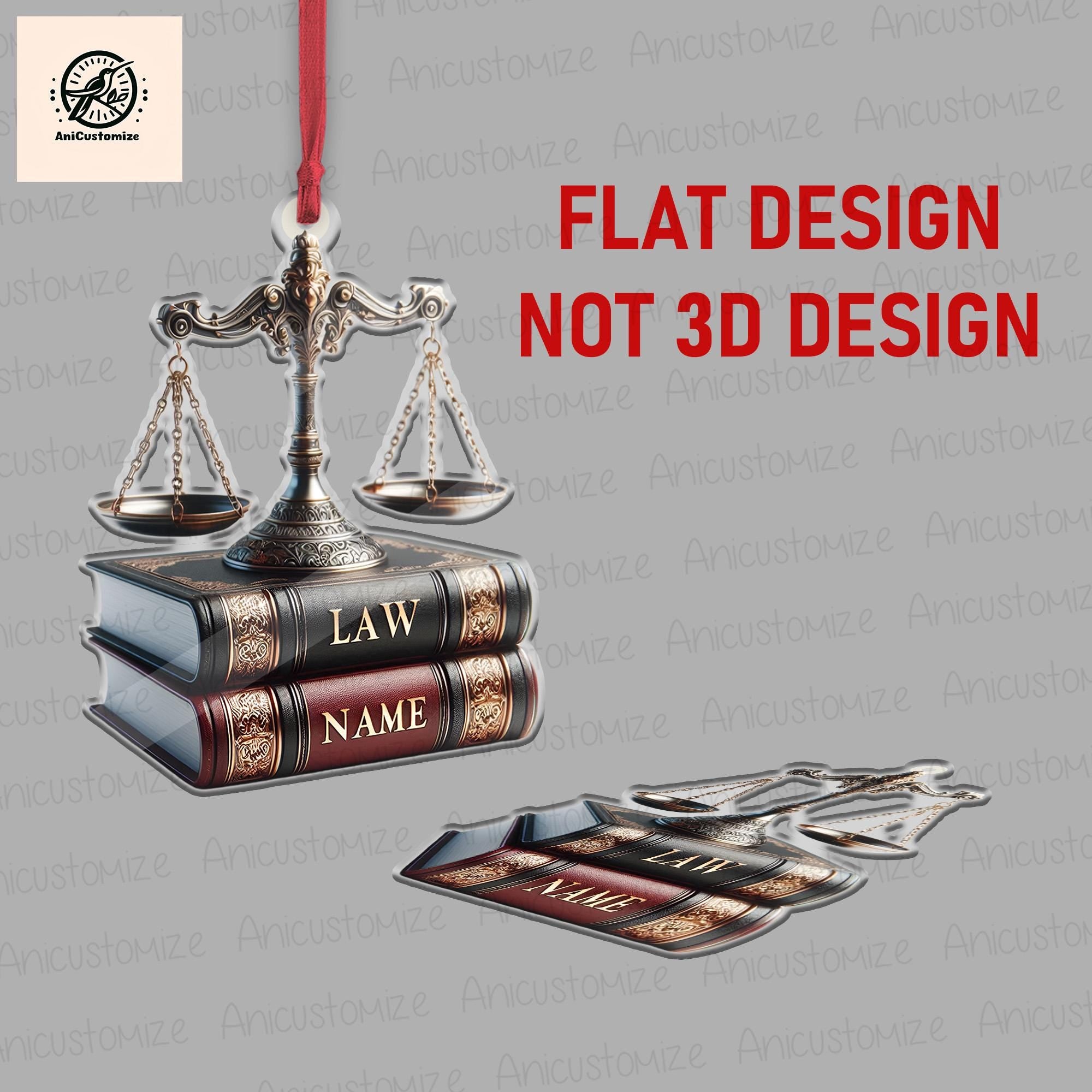 2D FLAT Personalized Lawyer Attorney Judge Ornaments, Lawyer Christmas Ornament, Law Justice Ornament, Law School Graduation Decorations