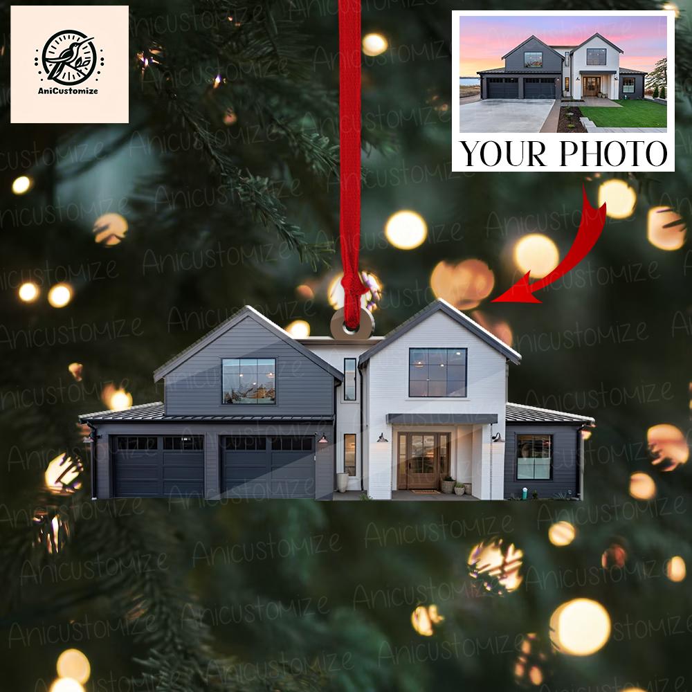 Custom House Photo Acrylic Ornament: Personalized Family Keepsake