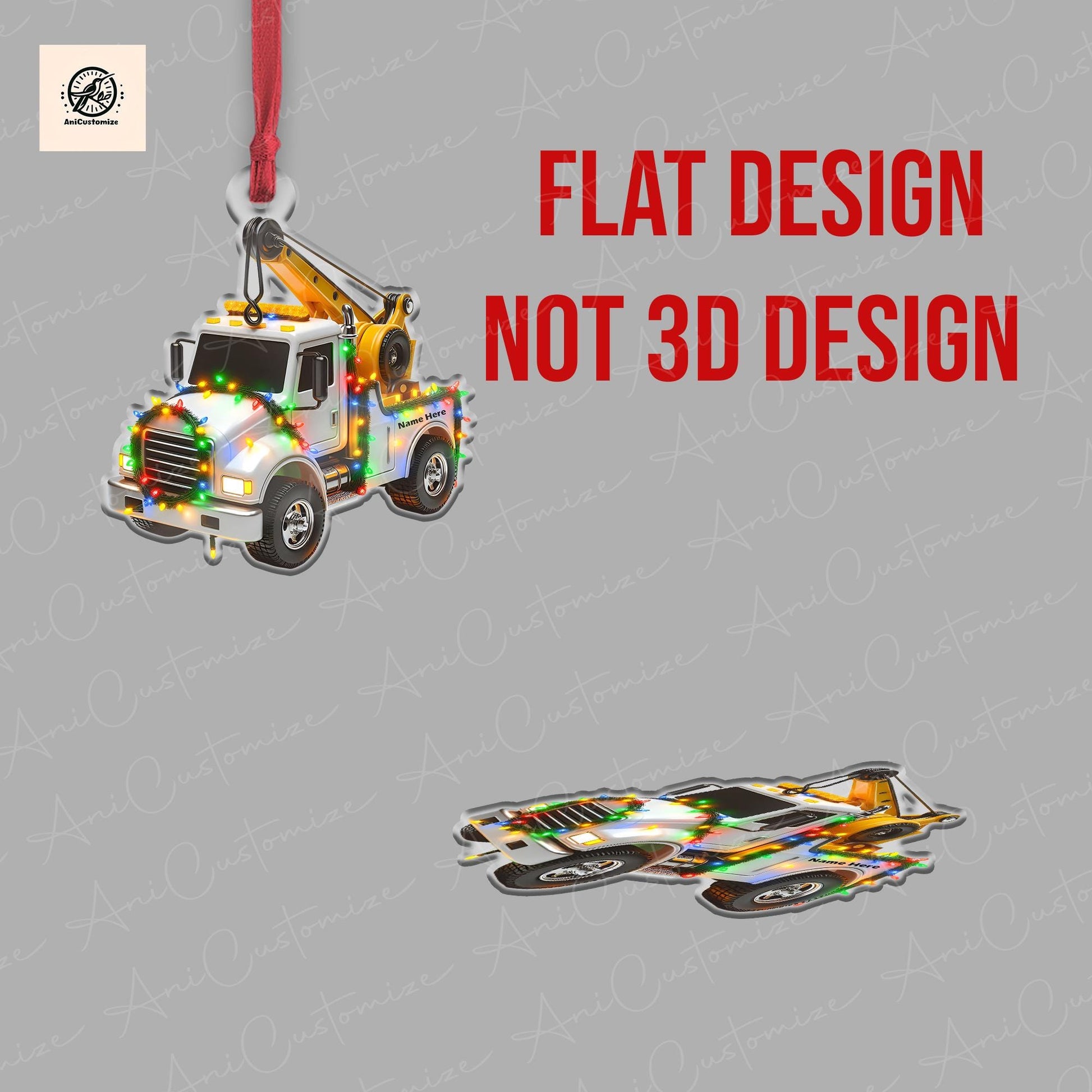 Personalized Tow Truck Ornament, Hook truck, Breakdown Truck, Recovery Vehicle, Breakdown Lorry, Gift For Car Guys, Heavy Duty Truck, Xmas