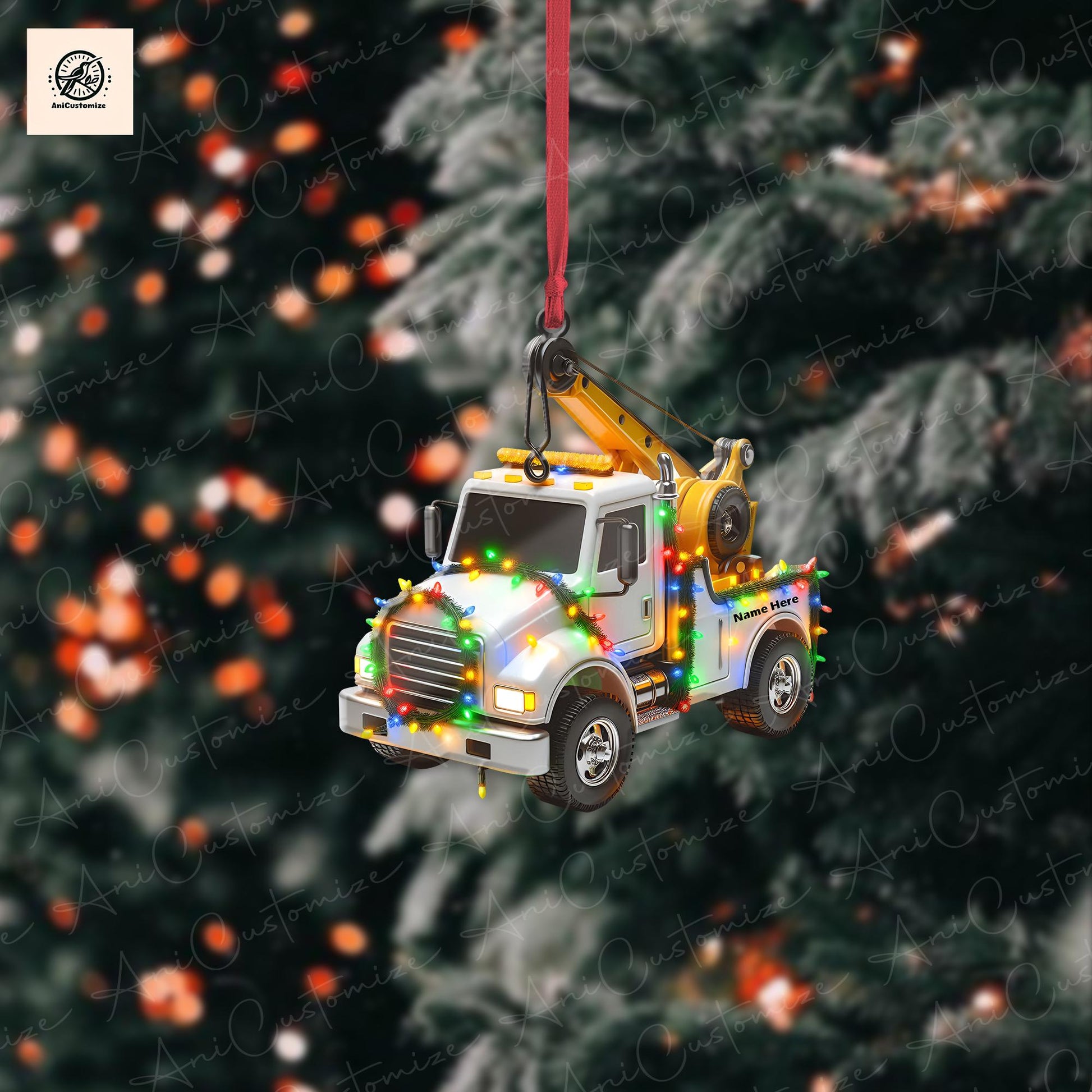 Personalized Tow Truck Ornament, Hook truck, Breakdown Truck, Recovery Vehicle, Breakdown Lorry, Gift For Car Guys, Heavy Duty Truck, Xmas