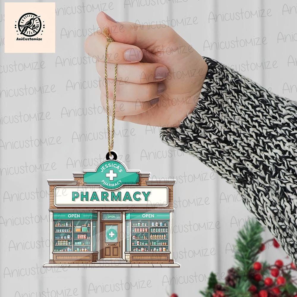 Personalized Pharmacy 2D FLAT Ornament, Nurse Christmas Tree Decor, Doctor Gift, Gift For Pharmacist, Pharmacy Tech Christmas Keepsake, Xmas