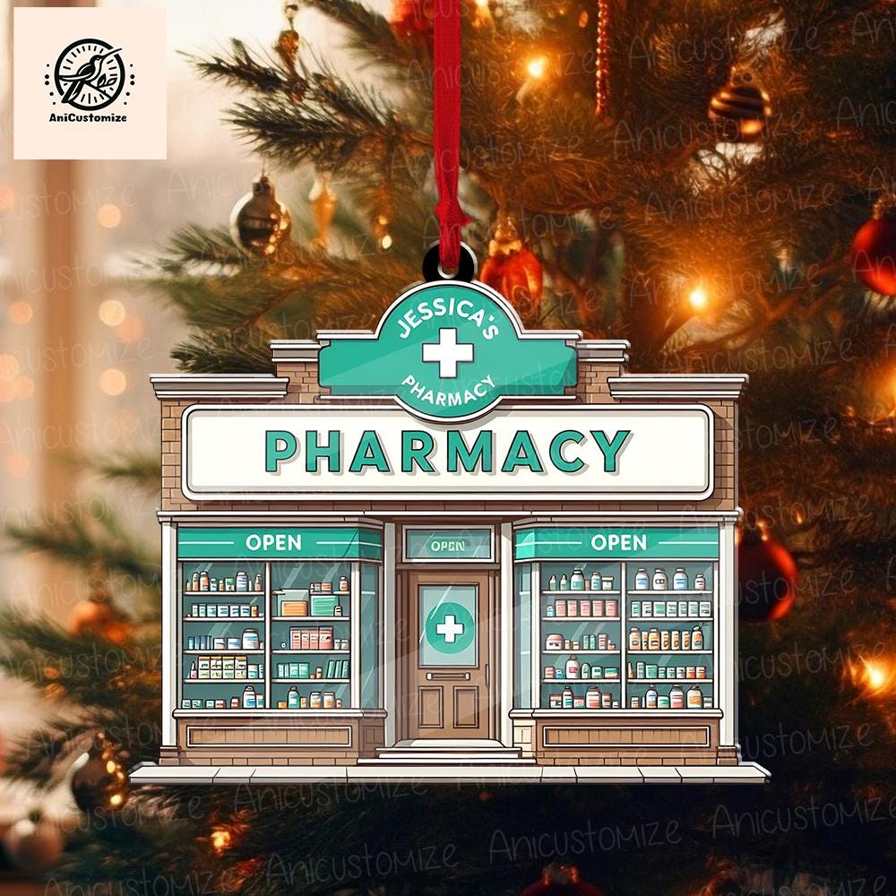 Personalized Pharmacy 2D FLAT Ornament, Nurse Christmas Tree Decor, Doctor Gift, Gift For Pharmacist, Pharmacy Tech Christmas Keepsake, Xmas
