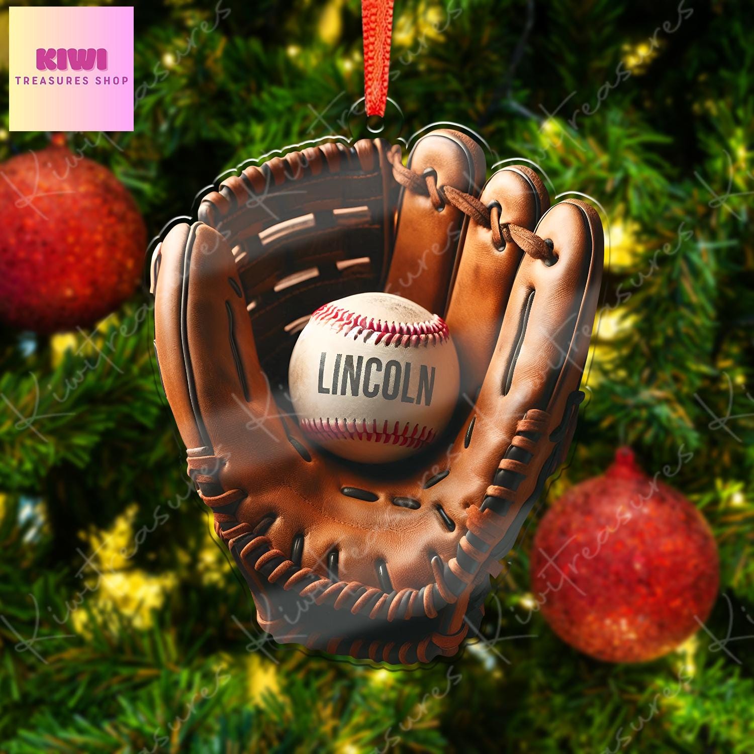 Personalized baseball Ornament, 2d FLAT baseball ornament, Baseball player gift, baseball lover, gift for grandson, sport ornament