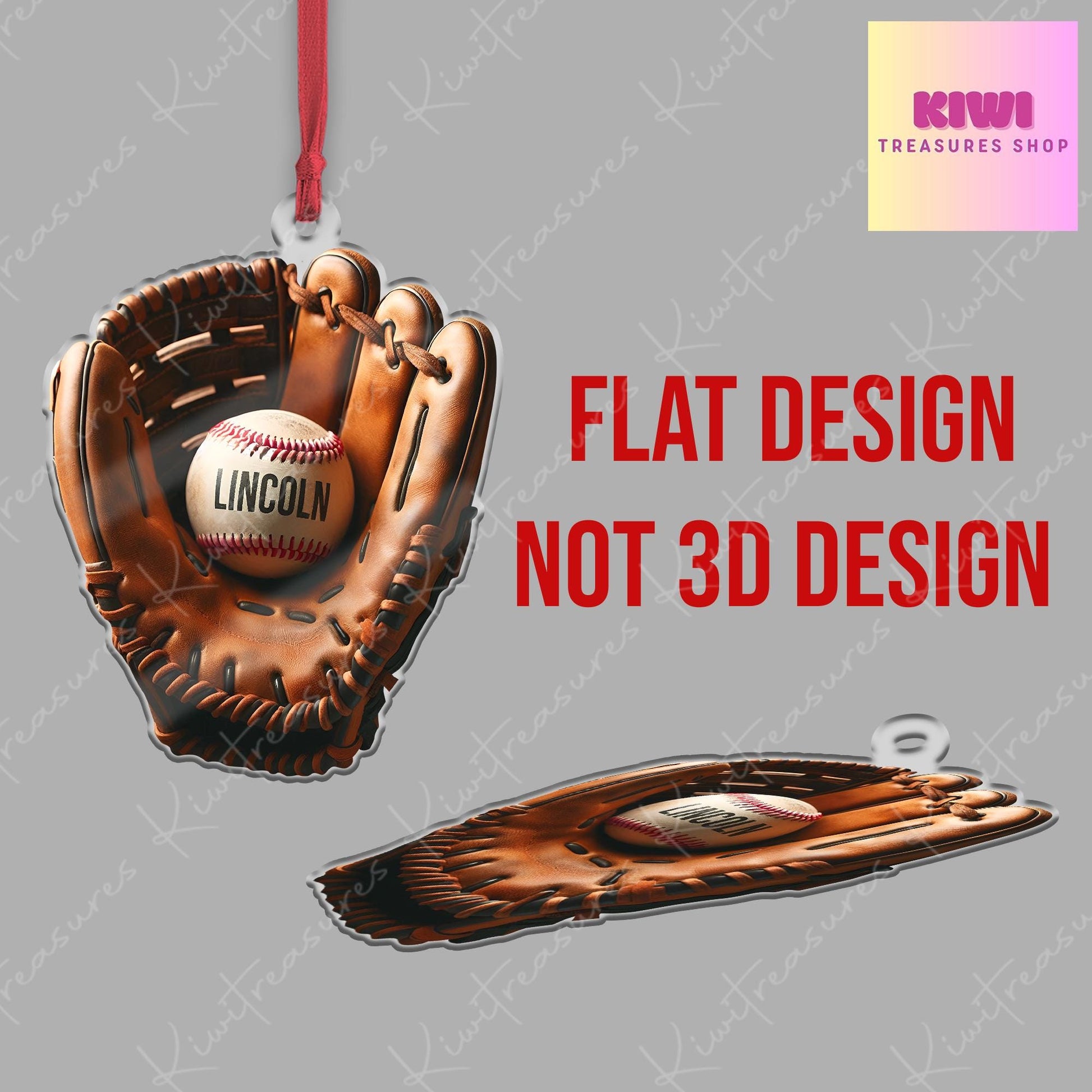 Personalized baseball Ornament, 2d FLAT baseball ornament, Baseball player gift, baseball lover, gift for grandson, sport ornament