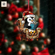 Penguin Reading Christmas Ornament, Penguin Sit In Armchair Ornament, Animal Ornament, Christmas Ornament, Bookish Gift, Penguin Book Lovers