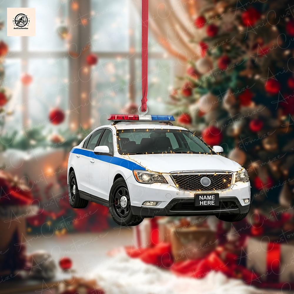 Personalized Police Car 2D FLAT Christmas Ornaments, Police Man Ornaments, Ornaments For Police Women, Christmas Ornaments, Tree Ornaments