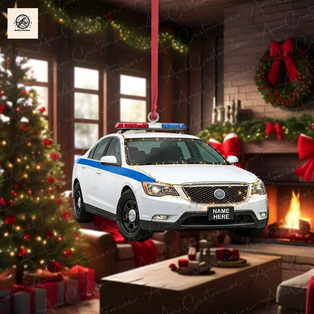 Personalized Police Car 2D FLAT Christmas Ornaments, Police Man Ornaments, Ornaments For Police Women, Christmas Ornaments, Tree Ornaments