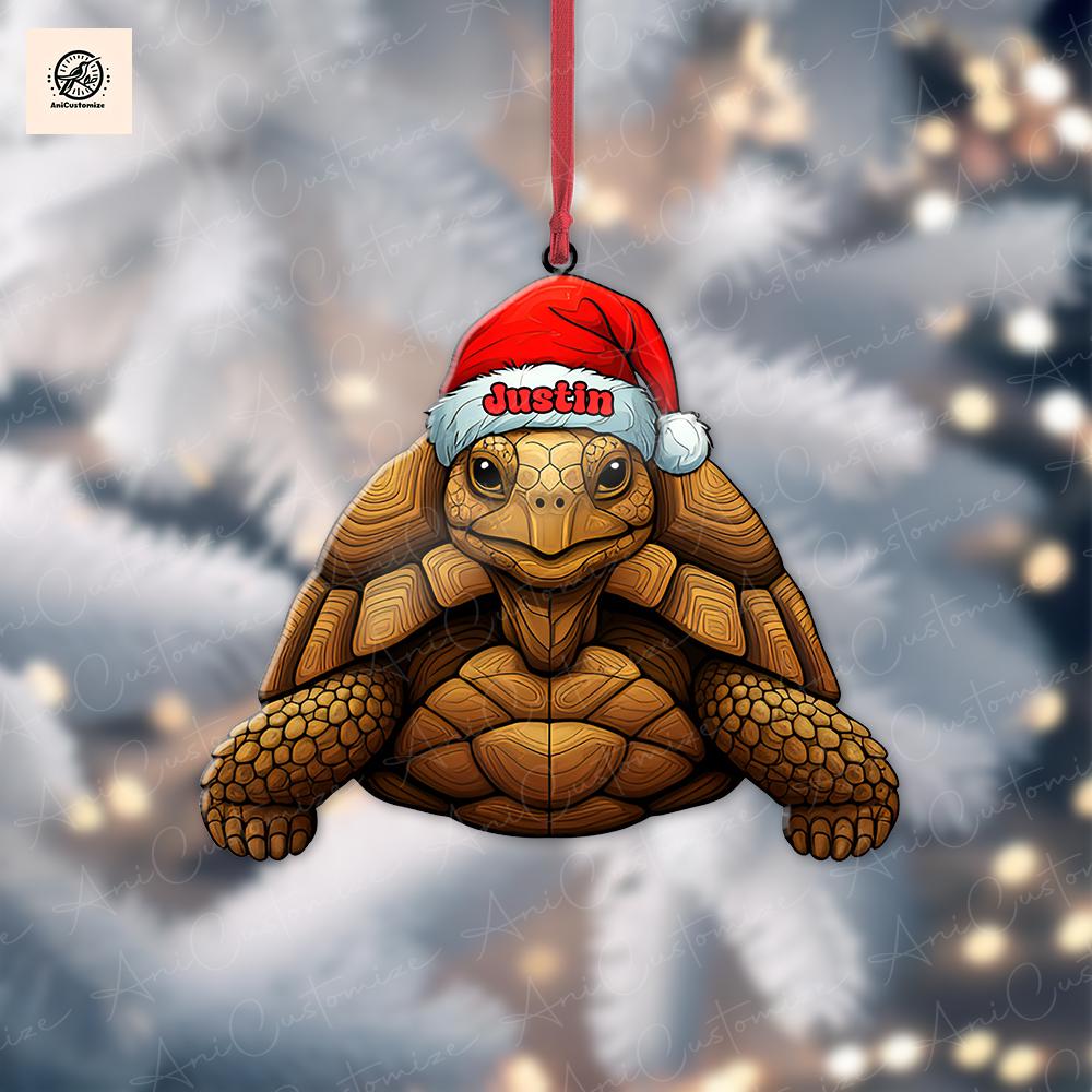 Personalized Christmas Tortoise Ornament Decor, Tortoise mom Gift, Tortoise Lover Decor, Gift For her, Xmas Animal Decor, Funny Xmas Decor