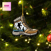 Personalized Hiking Boots Ornament, 2d Flat hiking ornament, Christmas decor, Christmas keepsake, hiking lover gift, hiker ornament