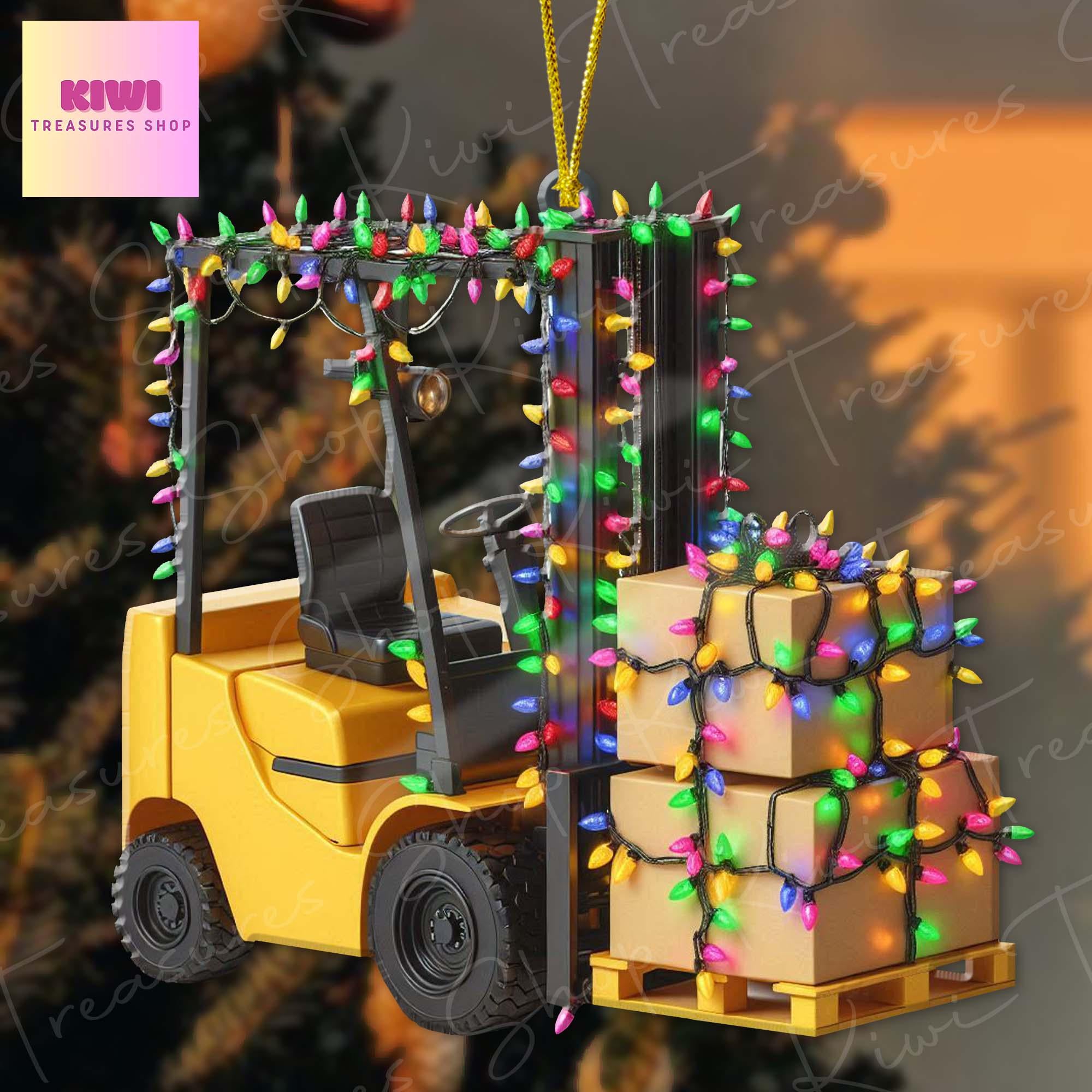 Personalized Forklift Truck Car 2D FLAT Ornament, Custom Forklift truck Christmas, Custom ornament, Forklift Ornament For Warehouse Decor