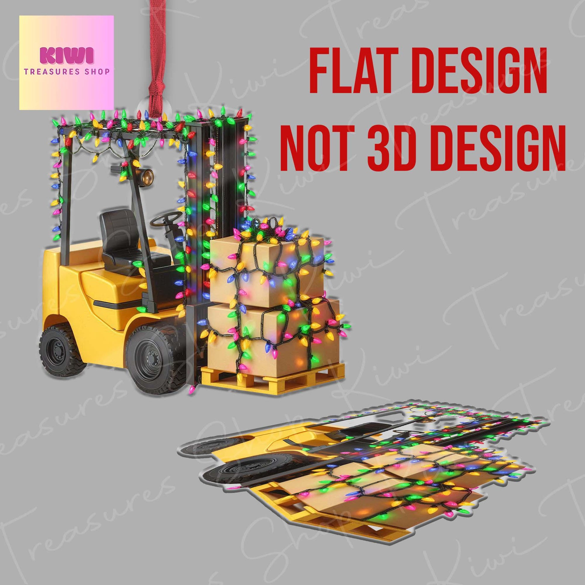 Personalized Forklift Truck Car 2D FLAT Ornament, Custom Forklift truck Christmas, Custom ornament, Forklift Ornament For Warehouse Decor