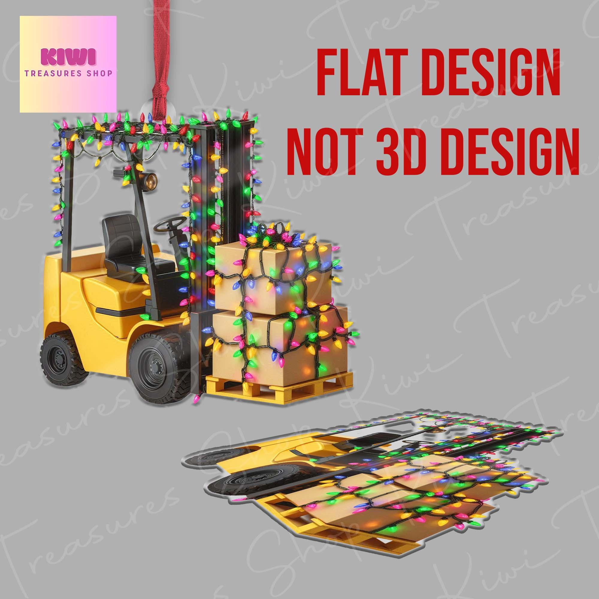Personalized Forklift Truck Car 2D FLAT Ornament, Custom Forklift truck Christmas, Custom ornament, Forklift Ornament For Warehouse Decor