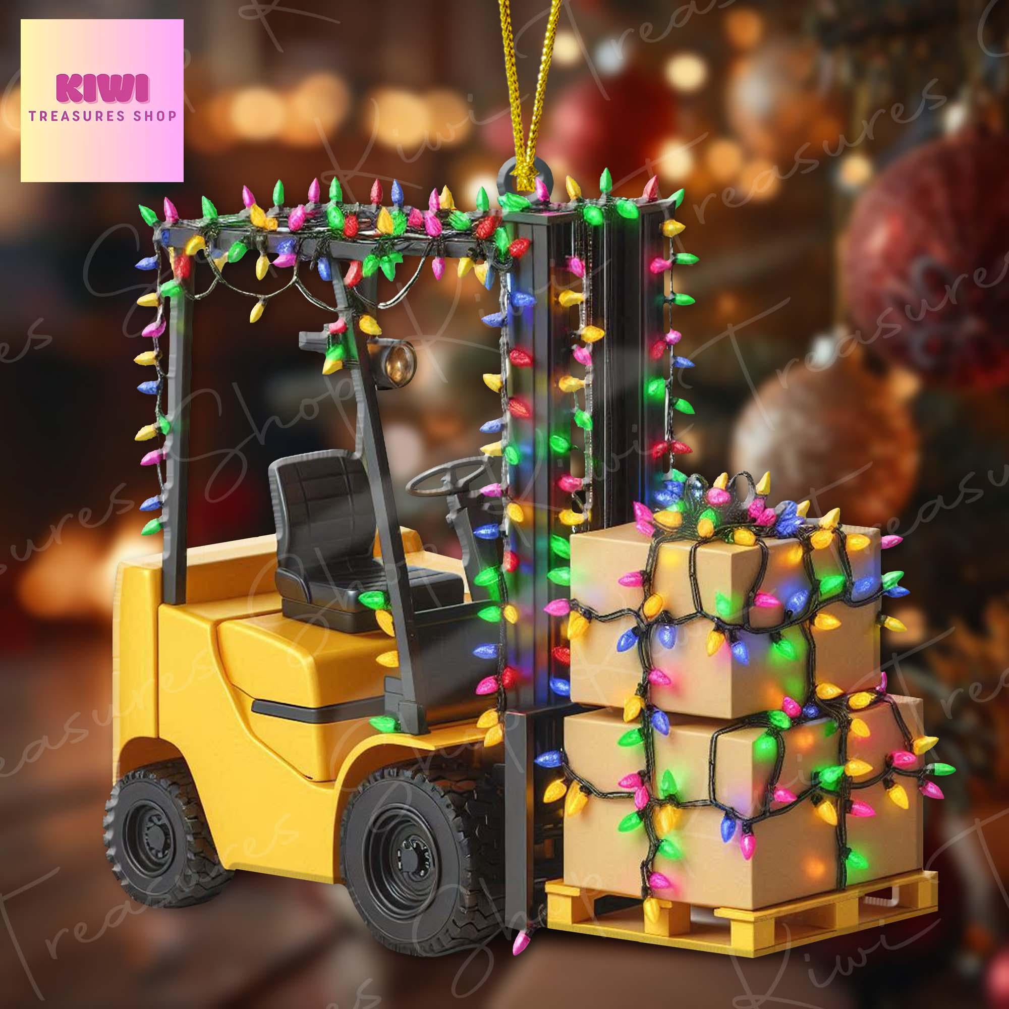 Personalized Forklift Truck Car 2D FLAT Ornament, Custom Forklift truck Christmas, Custom ornament, Forklift Ornament For Warehouse Decor