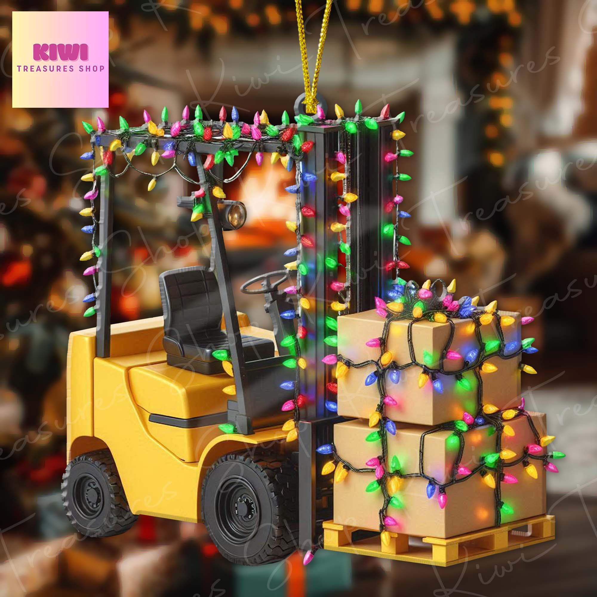 Personalized Forklift Truck Car 2D FLAT Ornament, Custom Forklift truck Christmas, Custom ornament, Forklift Ornament For Warehouse Decor