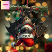 Personalized Bat Upside down Ornament, 2d Flat Bat ornament, Christmas decor, Christmas keepsake, Bat lover gift, Funny Bat Christmas decor