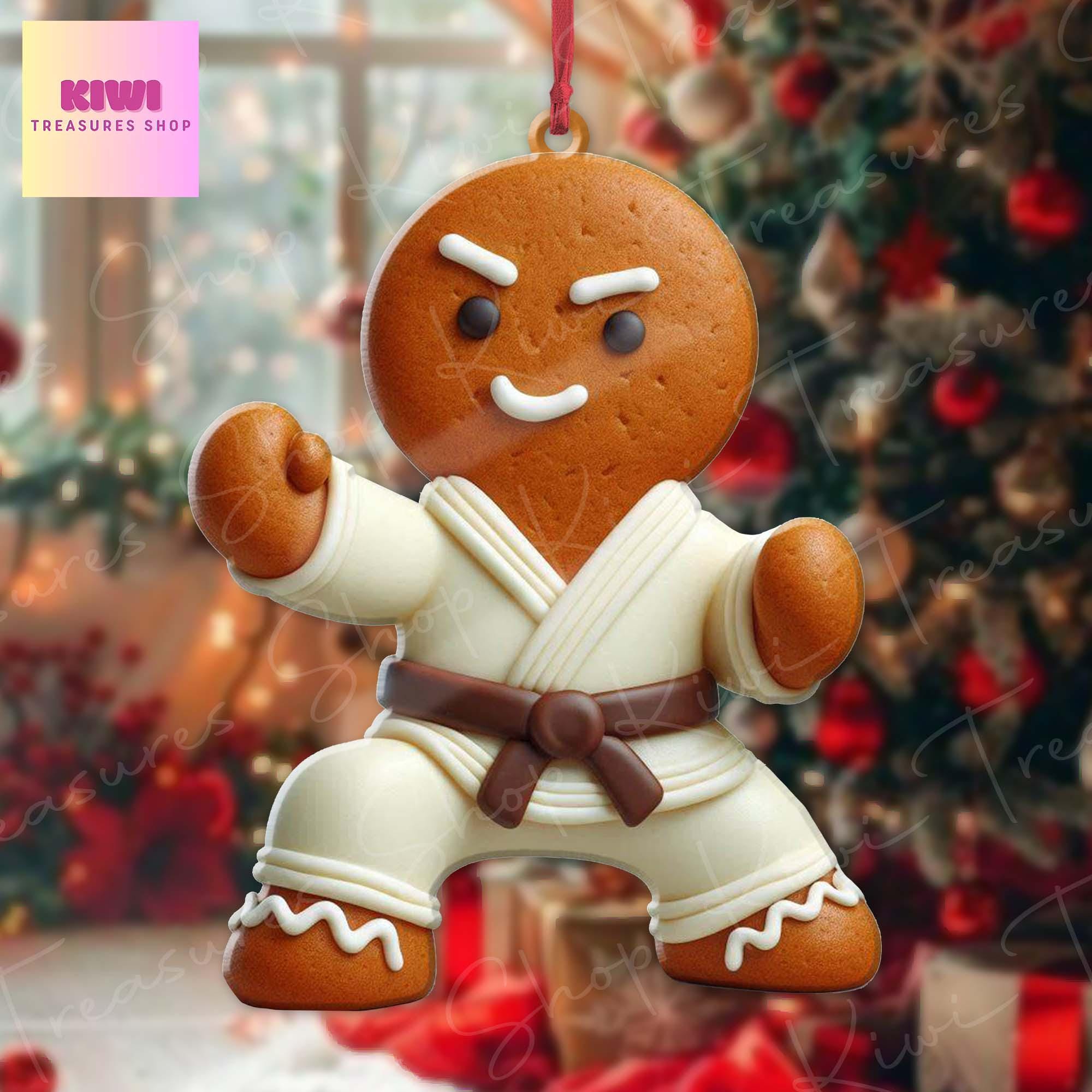 Martial Arts Gingerbread Ornament, 2d Flat Gingerbread ornament, Christmas decor, Christmas keepsake, Jiujitsu, Taekwondo ornament