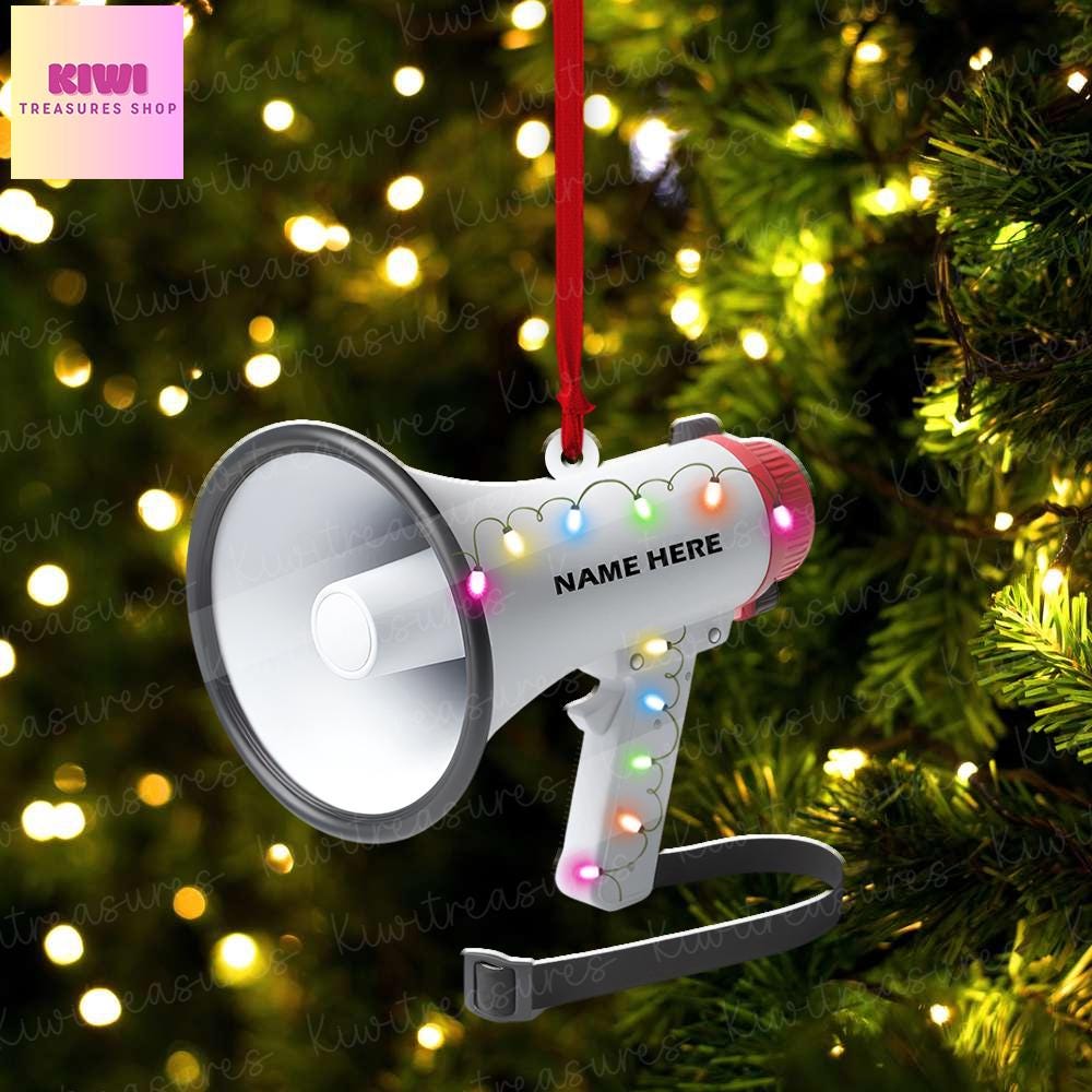 Personalized Cheerleader Megaphone 2D FLAT Christmas Ornament, Cheerleader Megaphone Flat Ornament Decor, Cheerleader Team Leader Gift