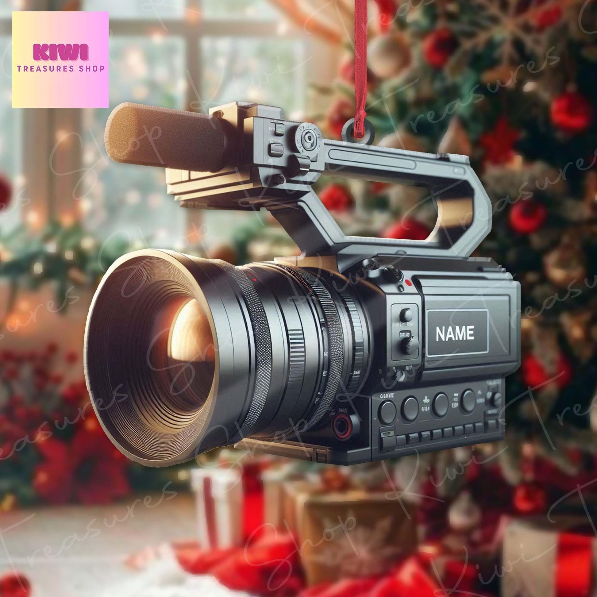 Personalized Professional video camera Ornament, 2D Flat camera ornament, custom name, Video camera Ornament, co-worker gift,