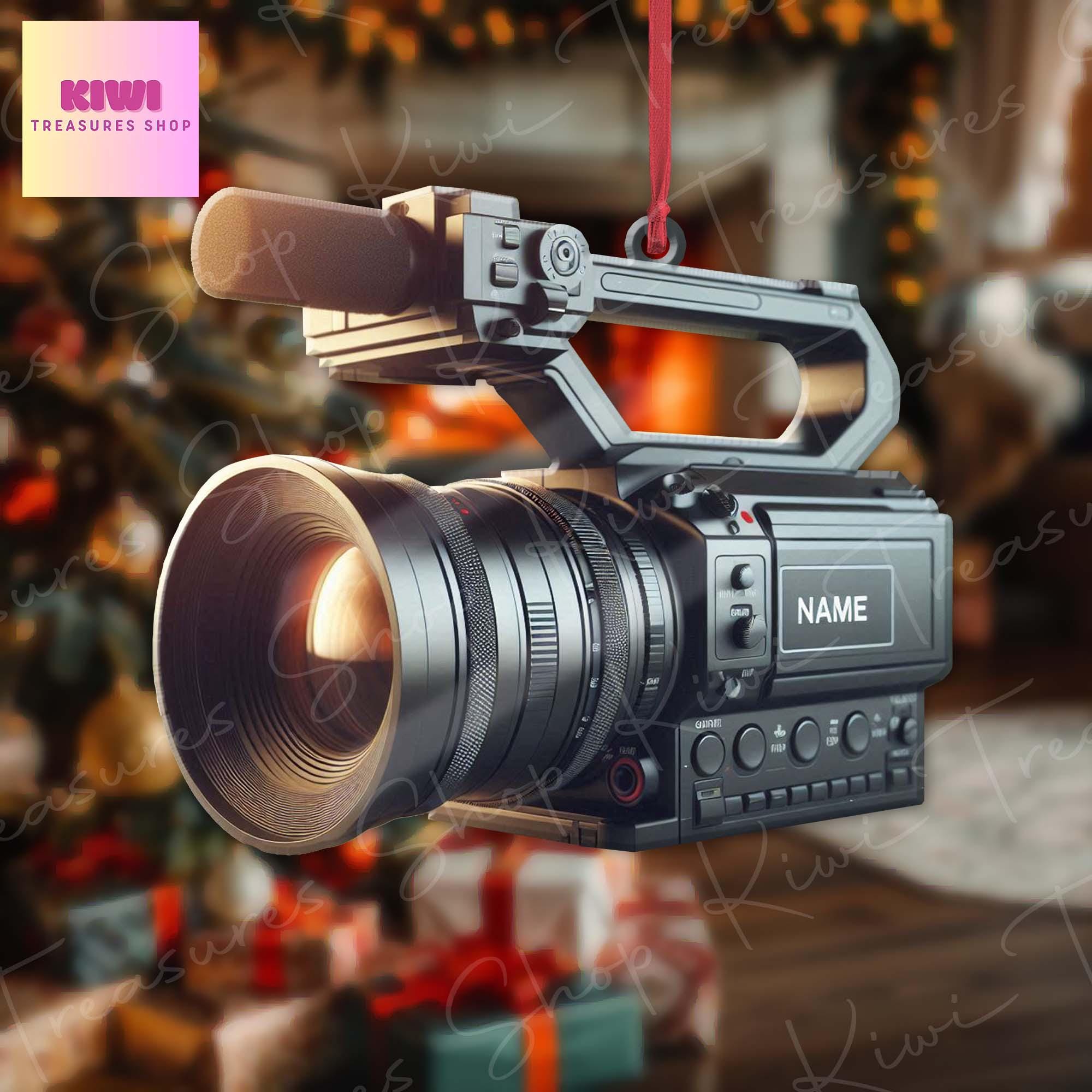 Personalized Professional video camera Ornament, 2D Flat camera ornament, custom name, Video camera Ornament, co-worker gift,
