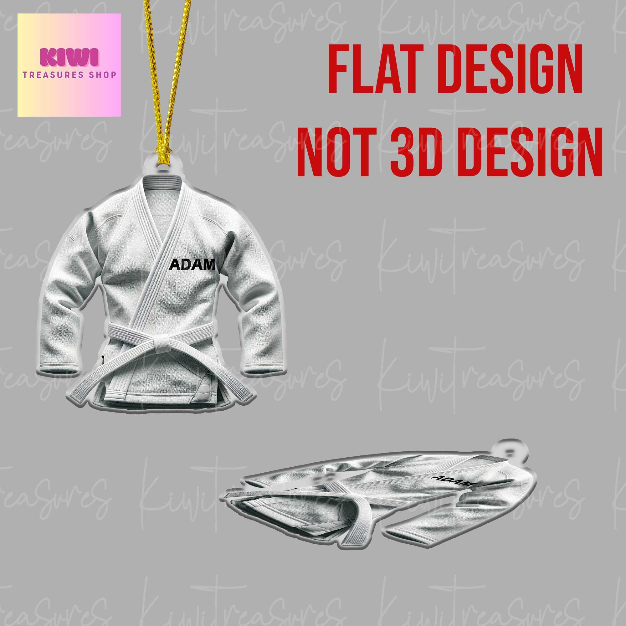 Personalized White Jiu jitsu unifrom Ornament, 2d Flat Jiu Jitsu ornament, Christmas keepsake, Jiujitsu ornament, Martial Arts