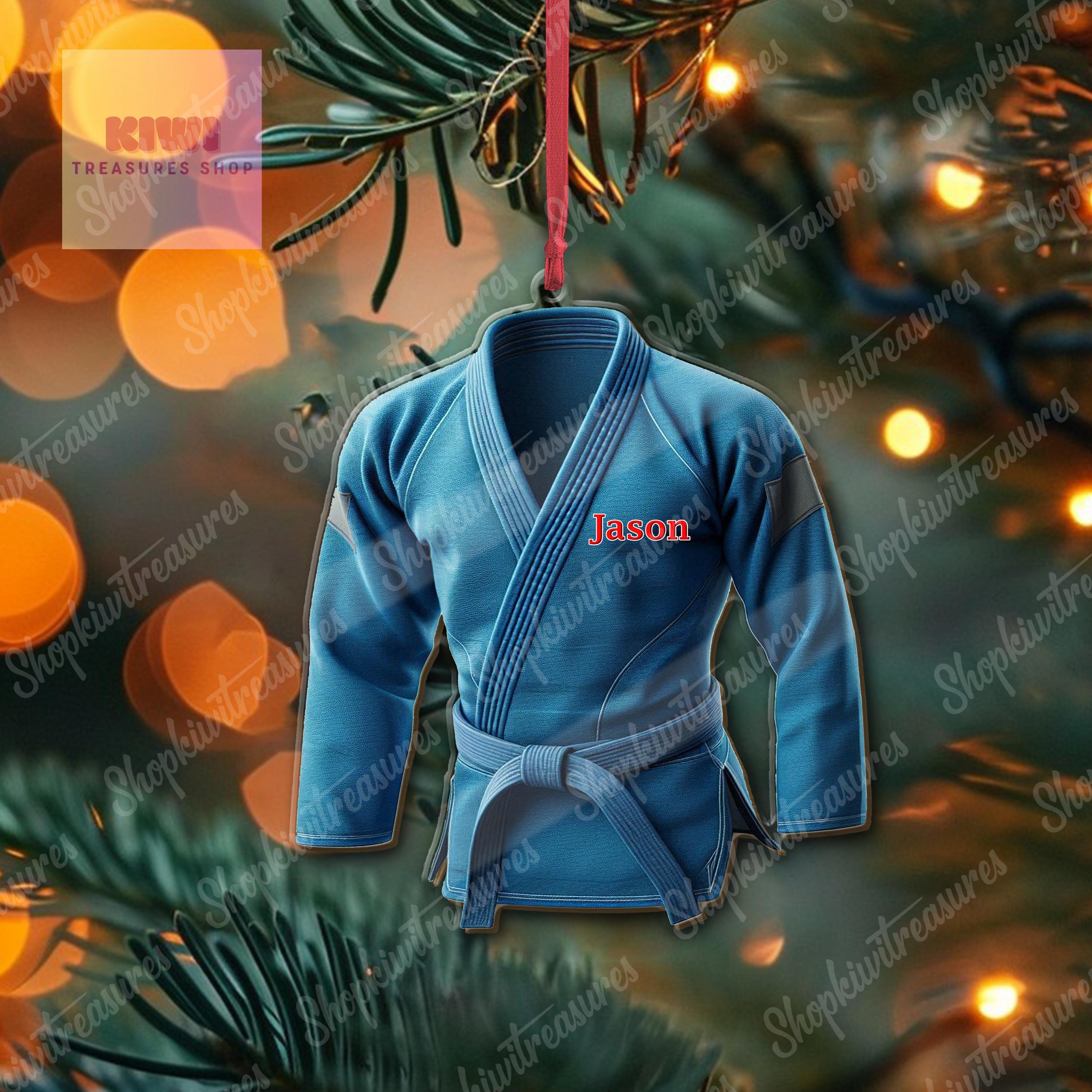 Personalized Blue Jiu jitsu unifrom Ornament, 2D Flat Jiu Jitsu ornament, Christmas keepsake, Jiujitsu ornament, Martial Arts