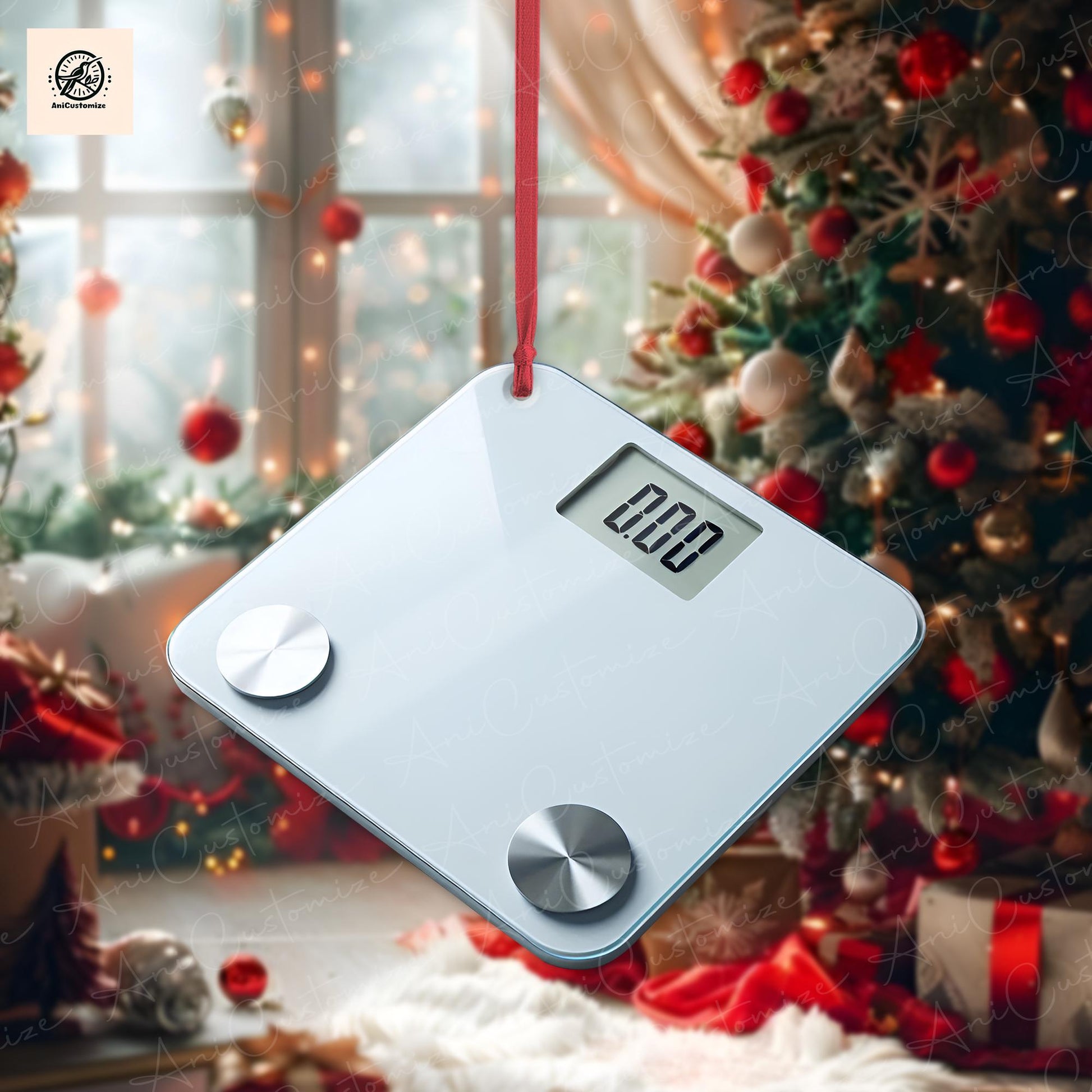 Personalized Measuring Scales Bascule Weight 2D FLAT Ornament, Measuring Scales Christmas Ornament, fitness club measuring Scales Ornament