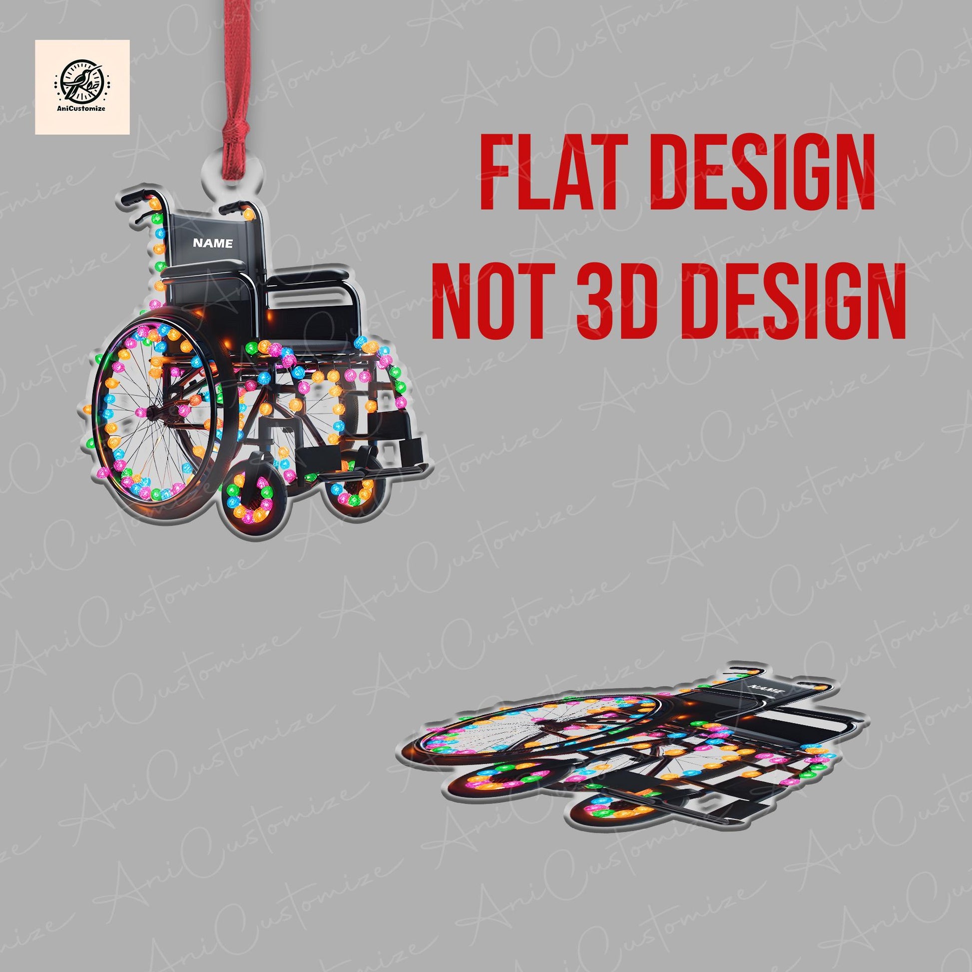 Personalized Motorized Multifunctional wheelchair 2D FLAT Christmas ornament,Multifunctional wheelchair Christmas Ornament wheelchair Lovers