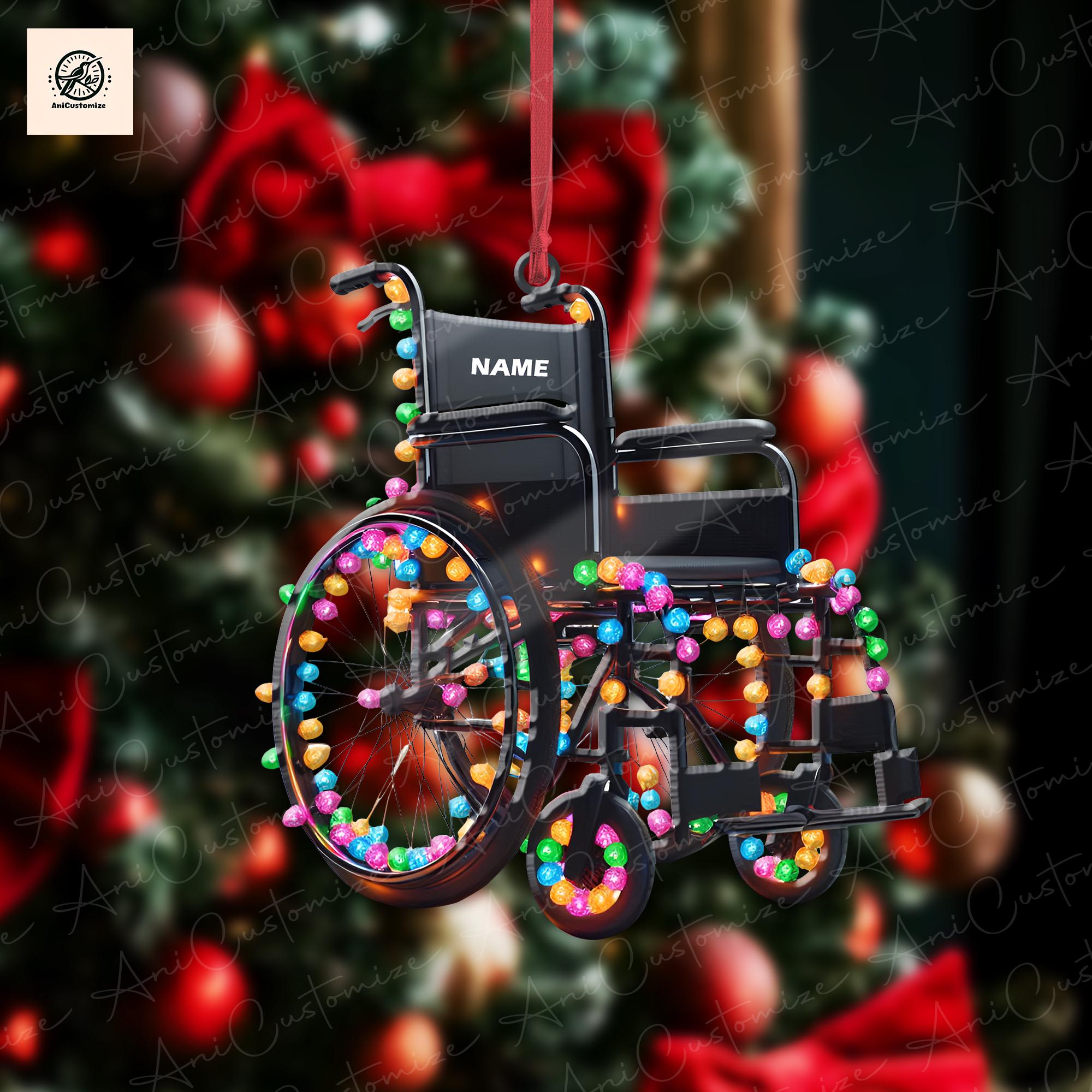 Personalized Motorized Multifunctional wheelchair 2D FLAT Christmas ornament,Multifunctional wheelchair Christmas Ornament wheelchair Lovers