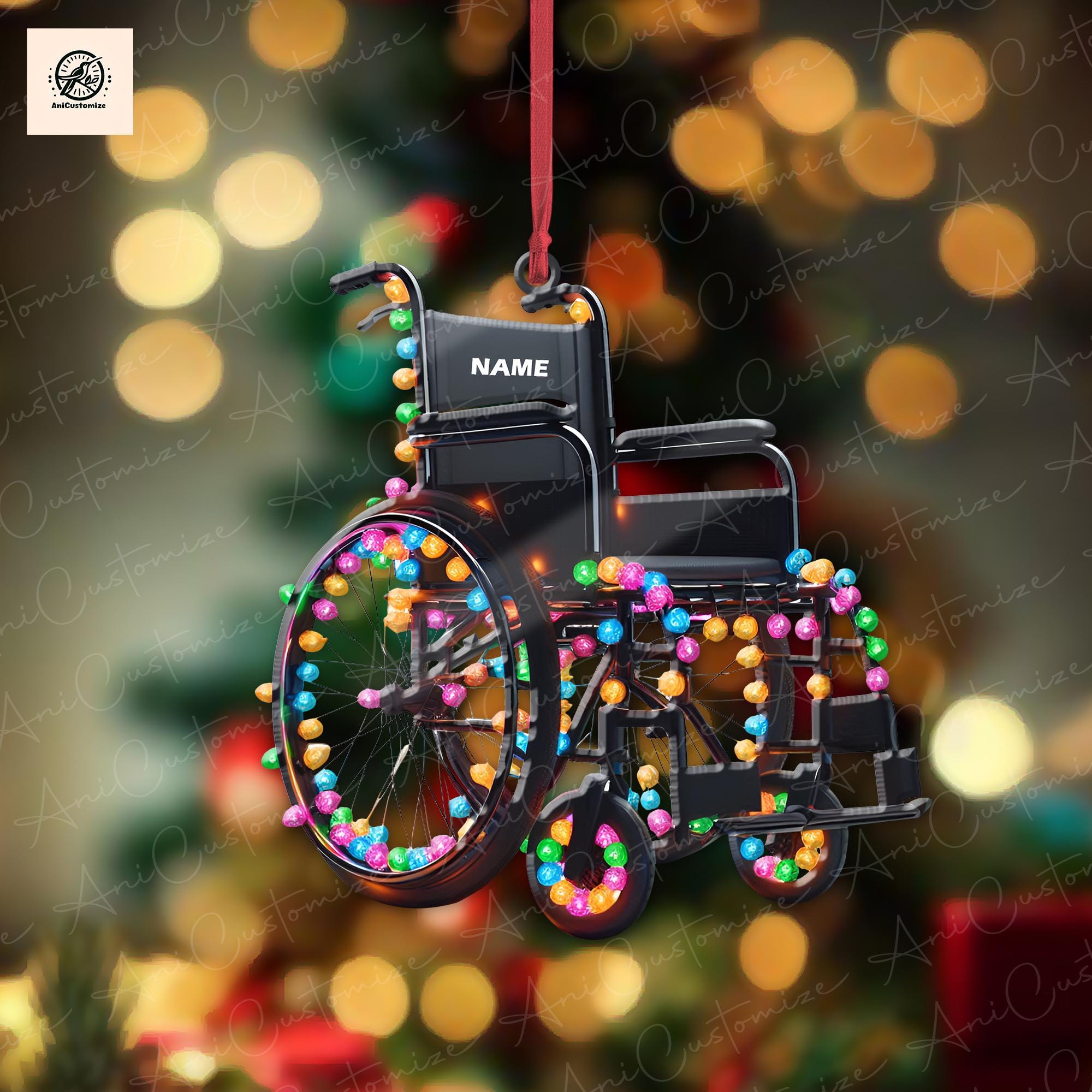 Personalized Motorized Multifunctional wheelchair 2D FLAT Christmas ornament,Multifunctional wheelchair Christmas Ornament wheelchair Lovers