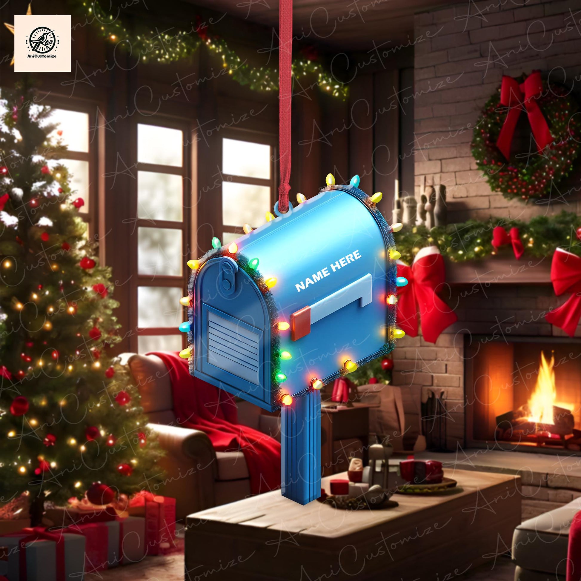 Personalized Mailbox Ornament, Mailbox Car Ornament, Mailbox Christmas Ornament, Postman Xmas Ornament, Post Office Xmas Gift, Christmas