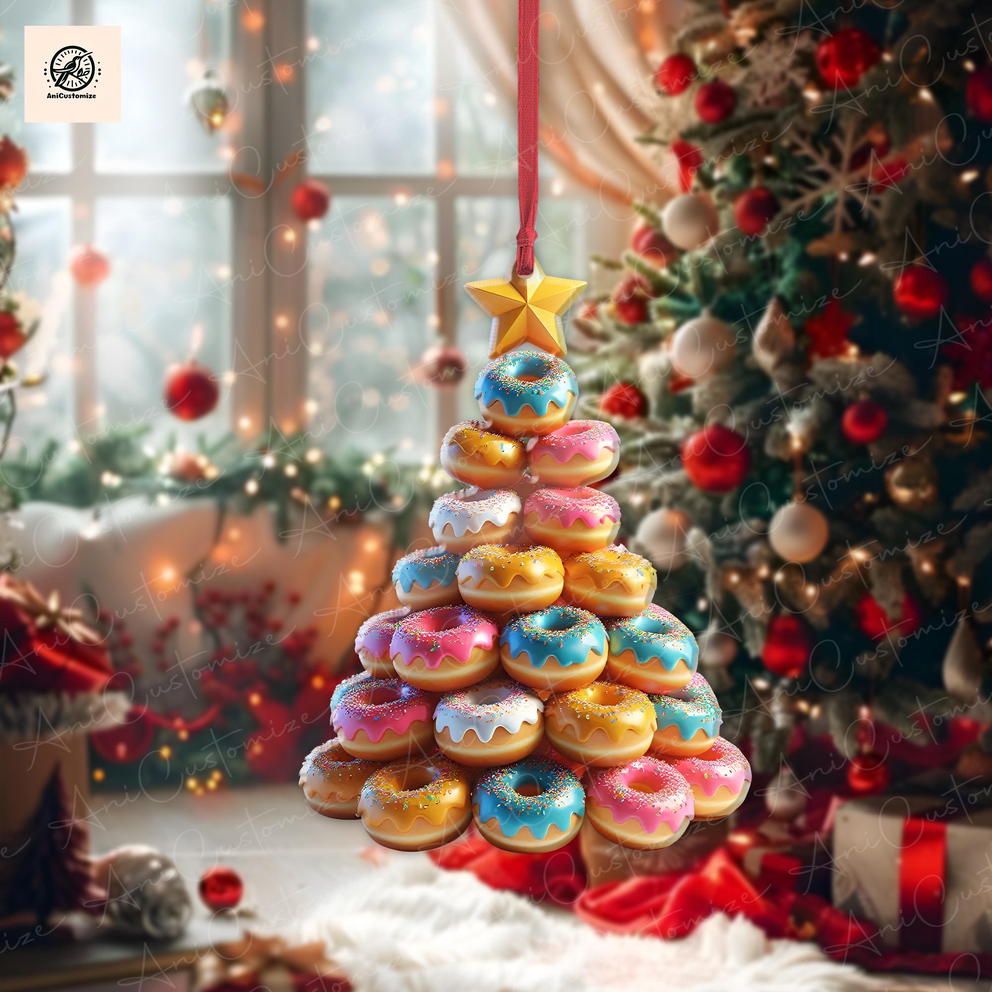 Personalized Donut 2D FLAT Ornament, Donuts Christmas Tree, Christmas Ornament, Gift for Daughter, Donut Christmas Ornament, Donuts Ornament