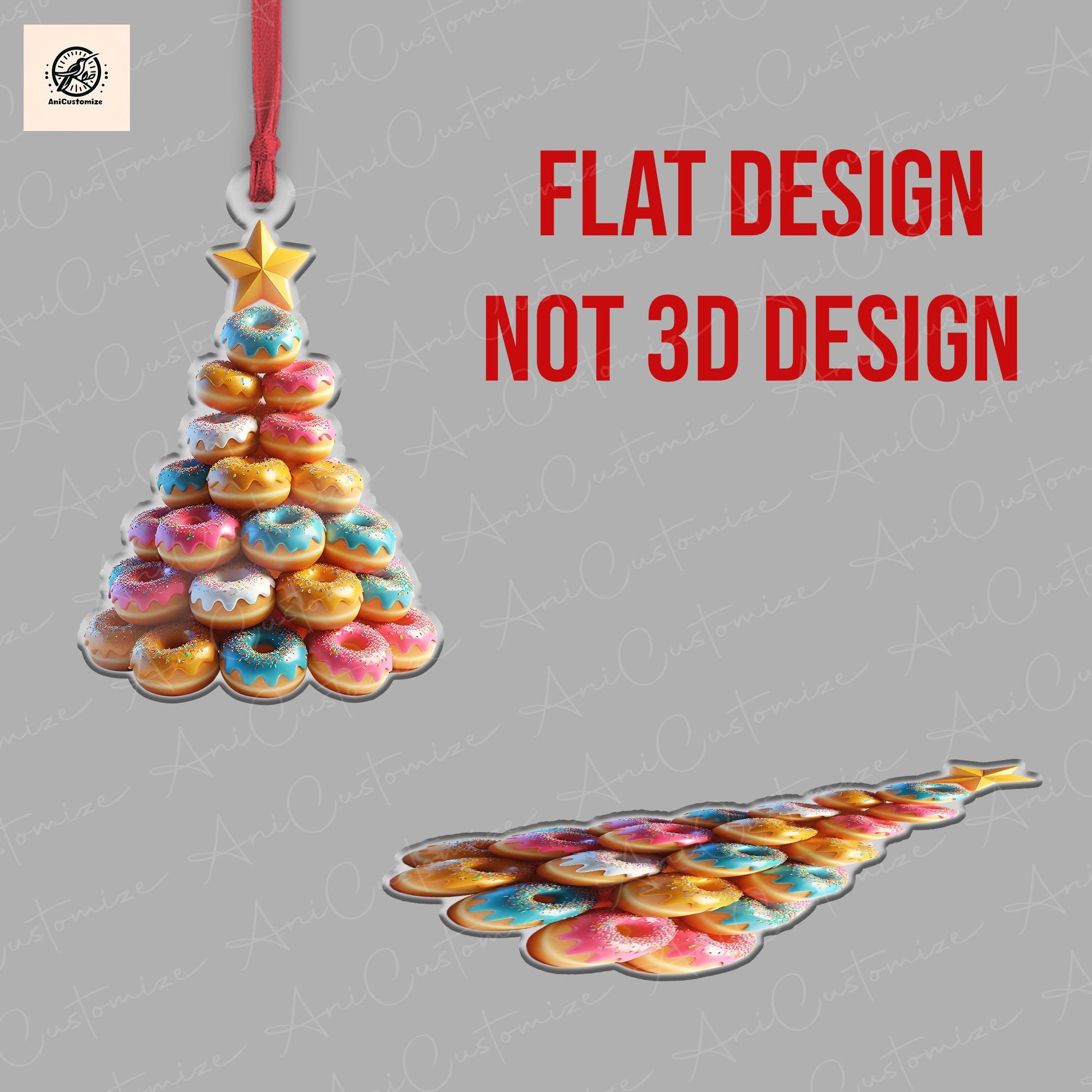 Personalized Donut 2D FLAT Ornament, Donuts Christmas Tree, Christmas Ornament, Gift for Daughter, Donut Christmas Ornament, Donuts Ornament