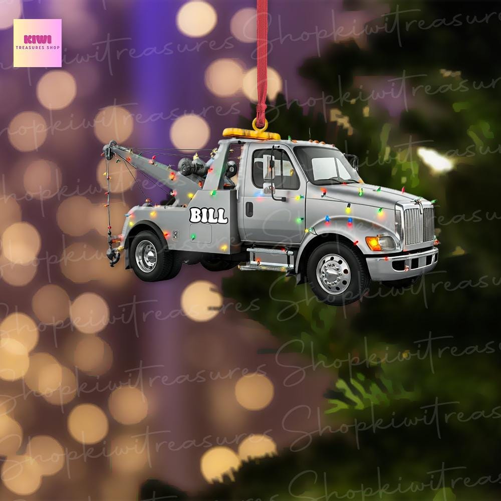 Personalized Tow truck ornament, 2d Flat ornament, Hook truck, Breakdown Truck, Recovery Vehicle, Breakdown Lorry, Gift For boys