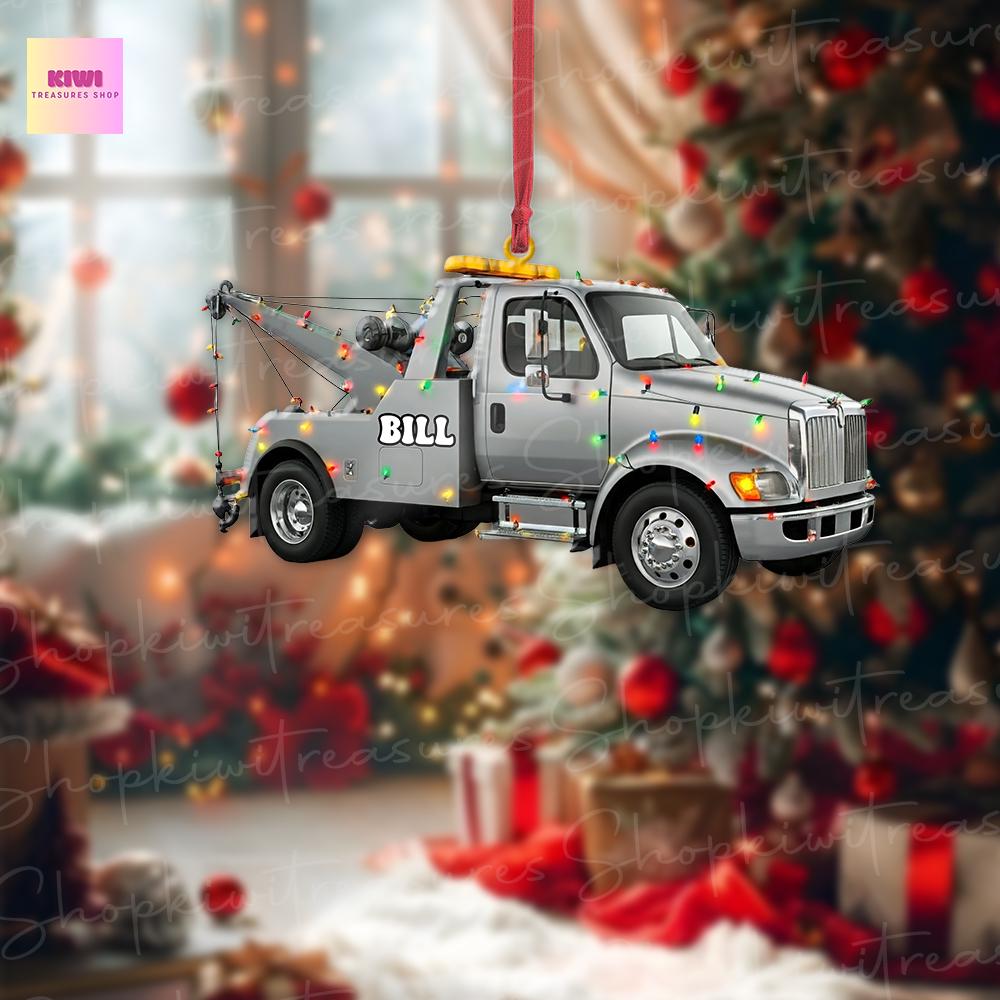 Personalized Tow truck ornament, 2d Flat ornament, Hook truck, Breakdown Truck, Recovery Vehicle, Breakdown Lorry, Gift For boys