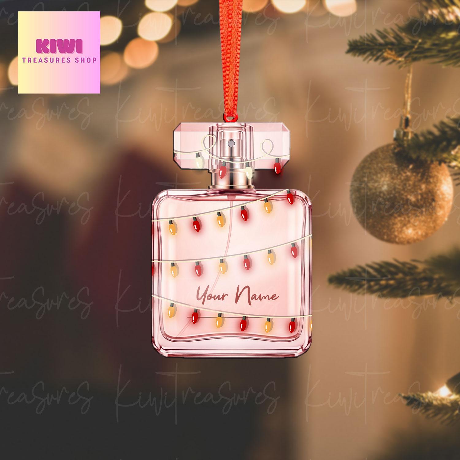 Custom Perfume Bottle Ornament • Personalized Flat Christmas Decoration