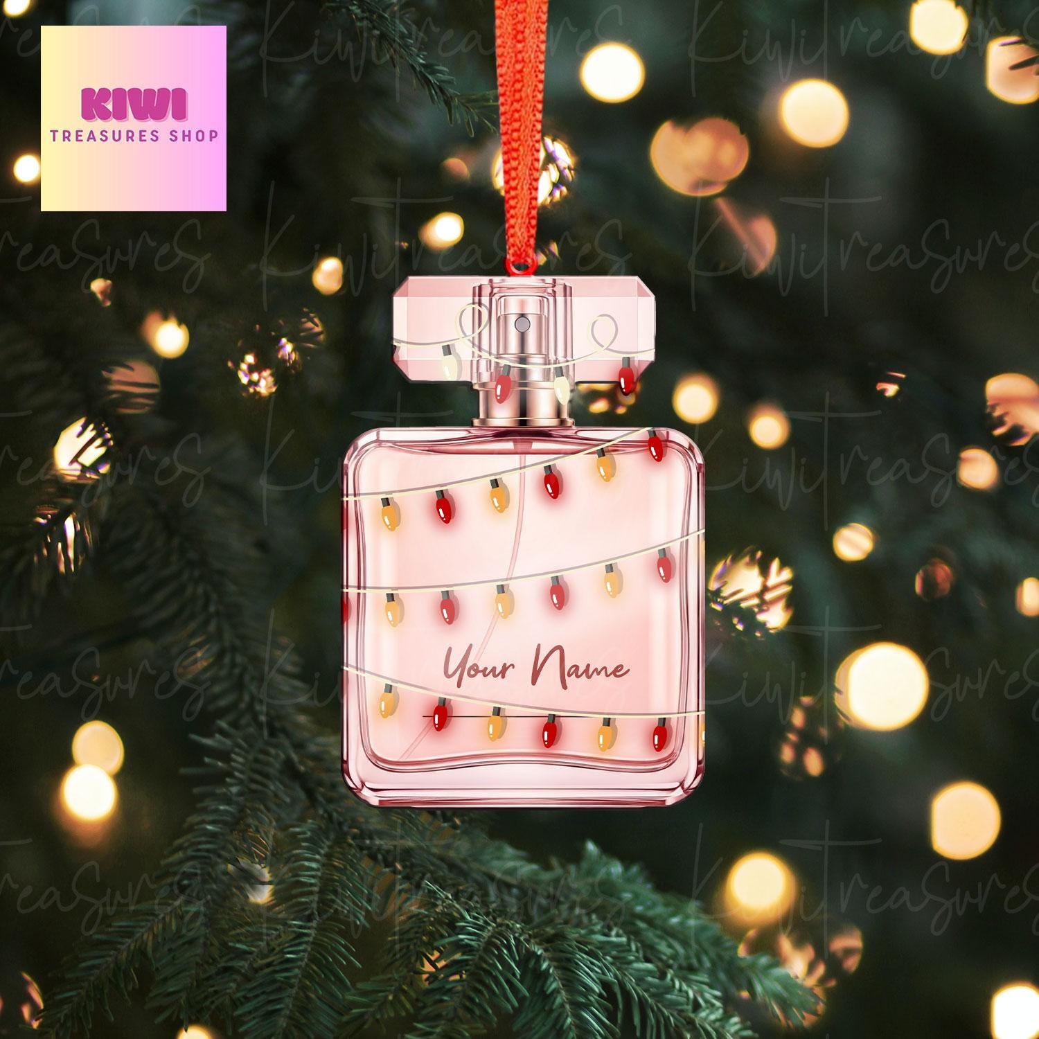 Custom Perfume Bottle Ornament • Personalized Flat Christmas Decoration
