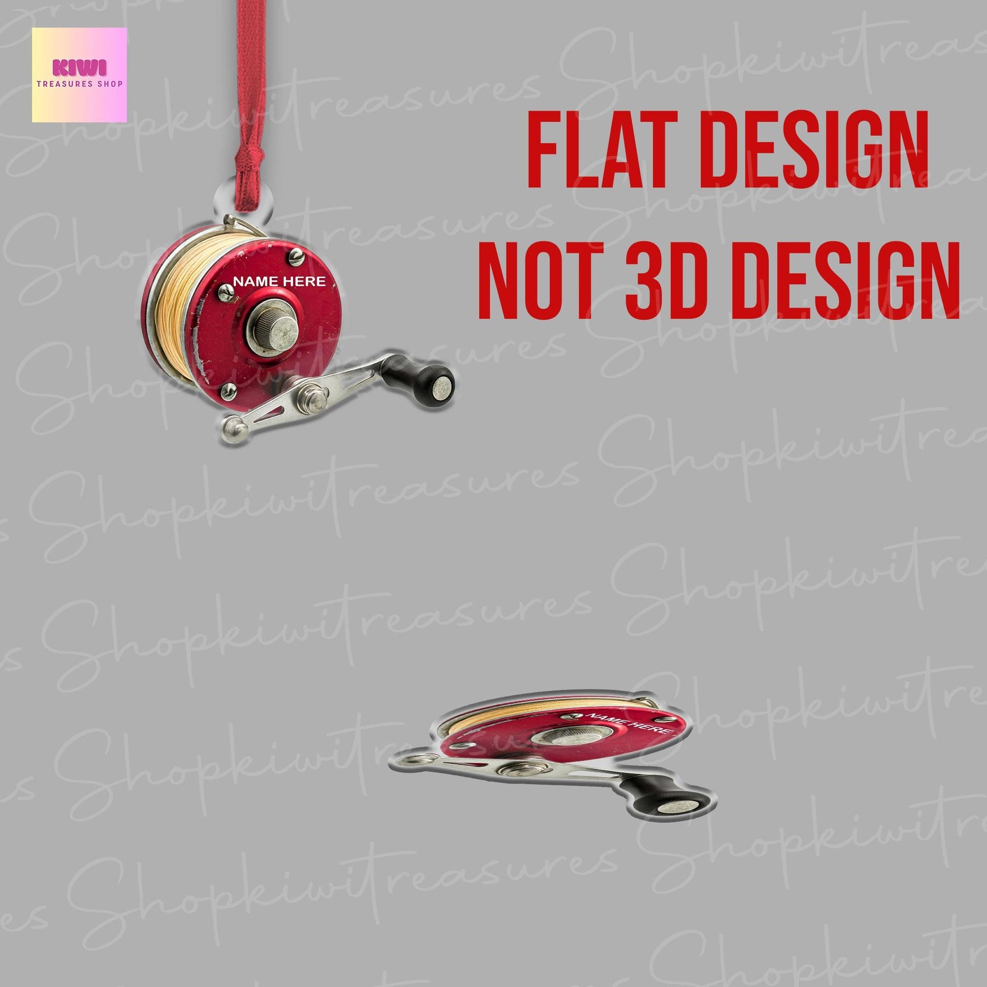 Personalized Fishing Rod 2D FLAT Christmas Ornaments, Fish Ornaments for Fishing Lover, Christmas Fishing Ornament, Fishing Dad Gift