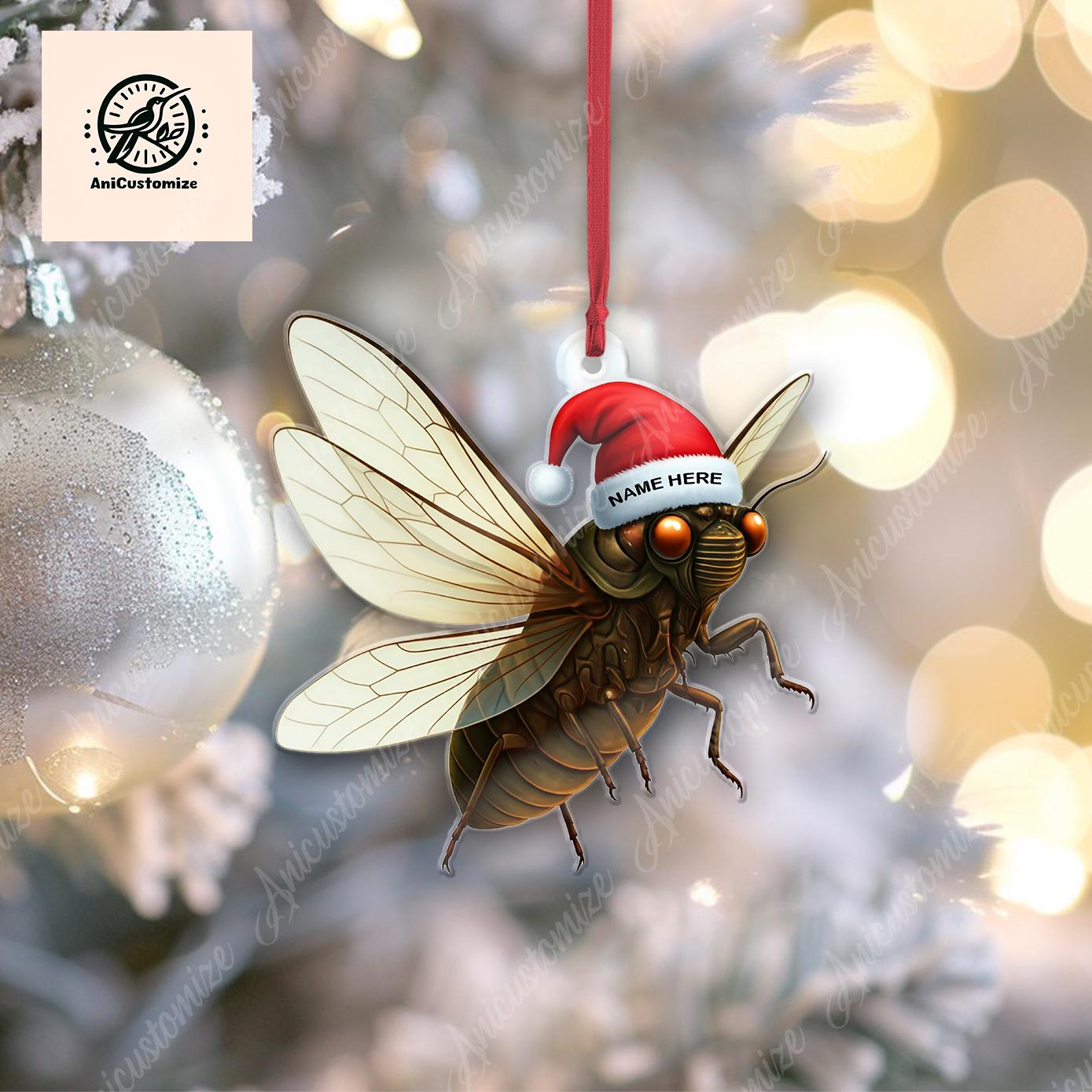 Personalized Cicada 2D FLAT Christmas Ornament, Animal Ornament, Christmas Gift, Cicada Lover Ornament, Cicada Christmas, Gift For Her