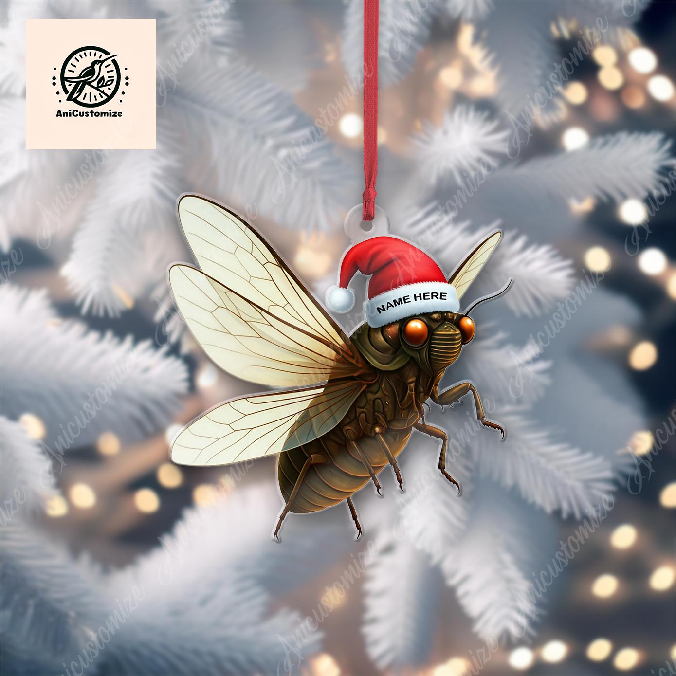 Personalized Cicada 2D FLAT Christmas Ornament, Animal Ornament, Christmas Gift, Cicada Lover Ornament, Cicada Christmas, Gift For Her