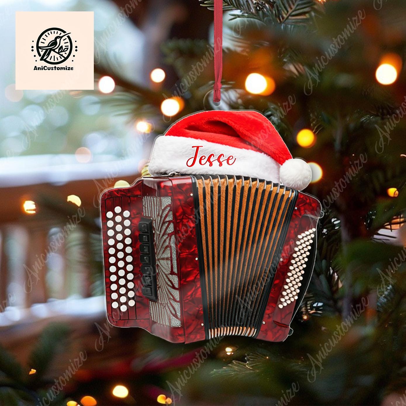 Personalized Accordion 2D FLAT Ornament Decor, Accordion Player Decor, Musician Lover Gift, Musician Decor, Music Lover Gift,Xmas Tree Decor