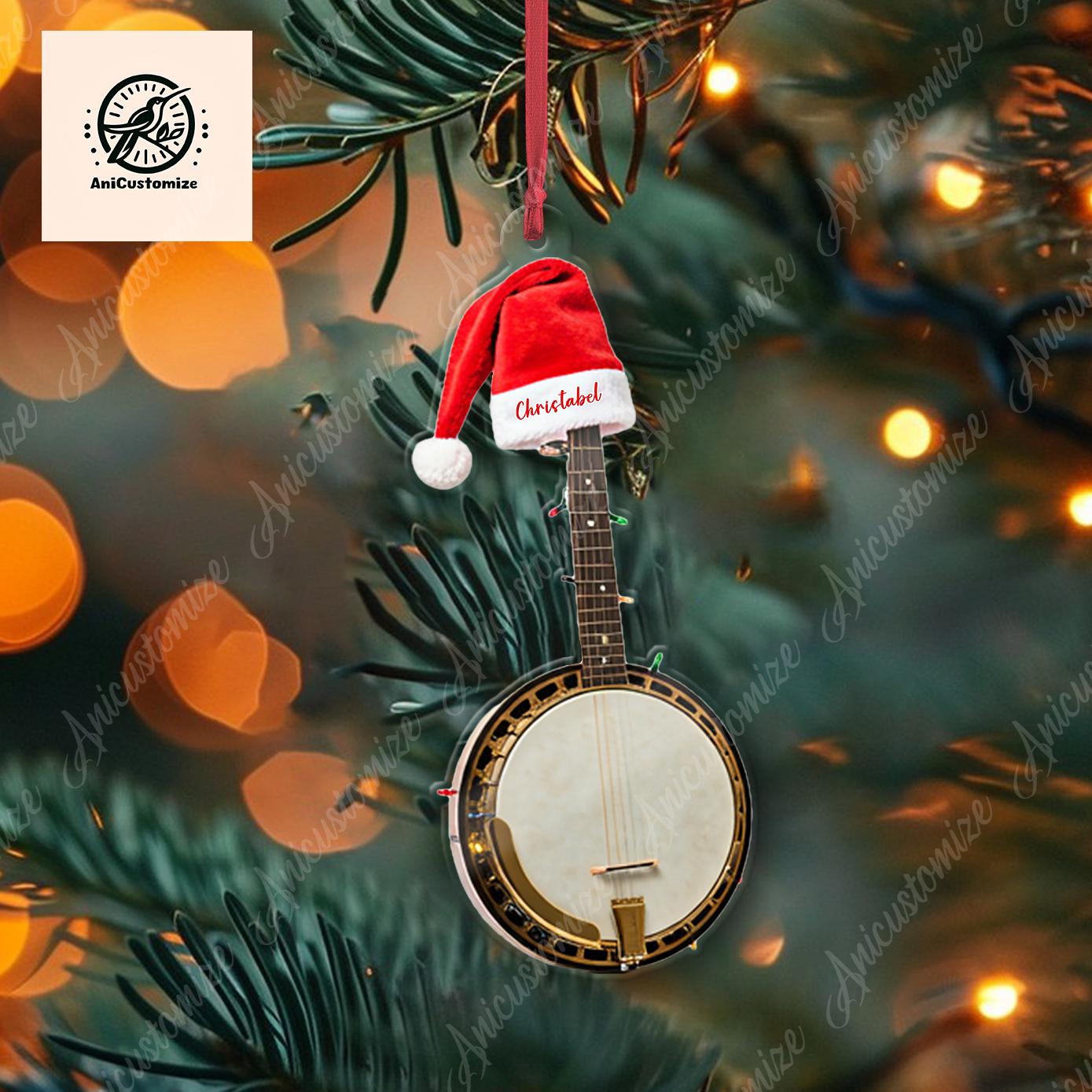 2D FLAT Personalized Banjo Ornament Decor, Banjo Artist Decor,Christmas Banjo Lover, Banjo Artist Gift Idea, Musician Decor,Music Lover Gift